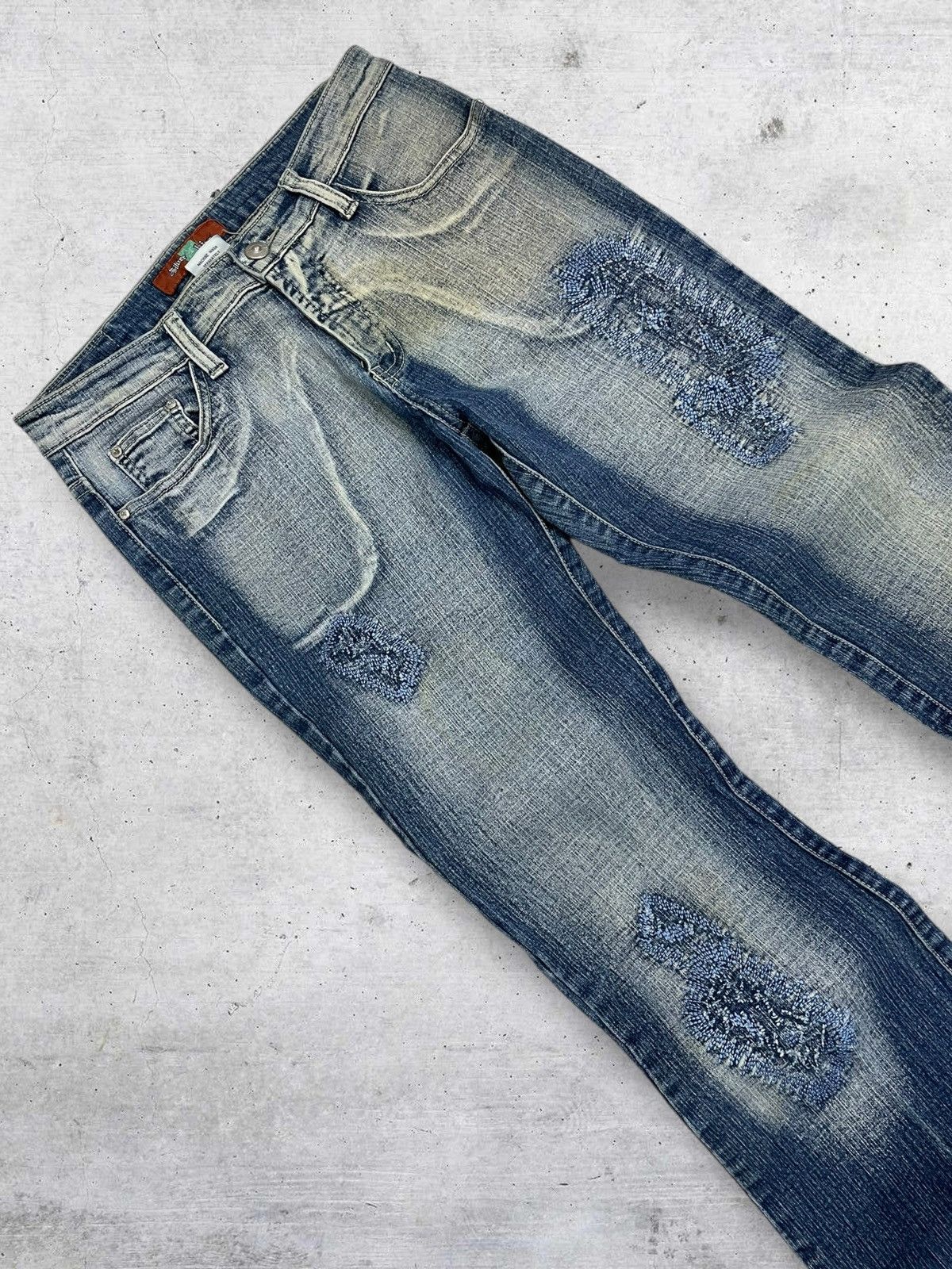 Tornado Mart SILVER KISS JAPAN DESIGNER FLARED DISTRESSED MUDWASH JEANS Size US 28 / EU 44 - 6 Thumbnail