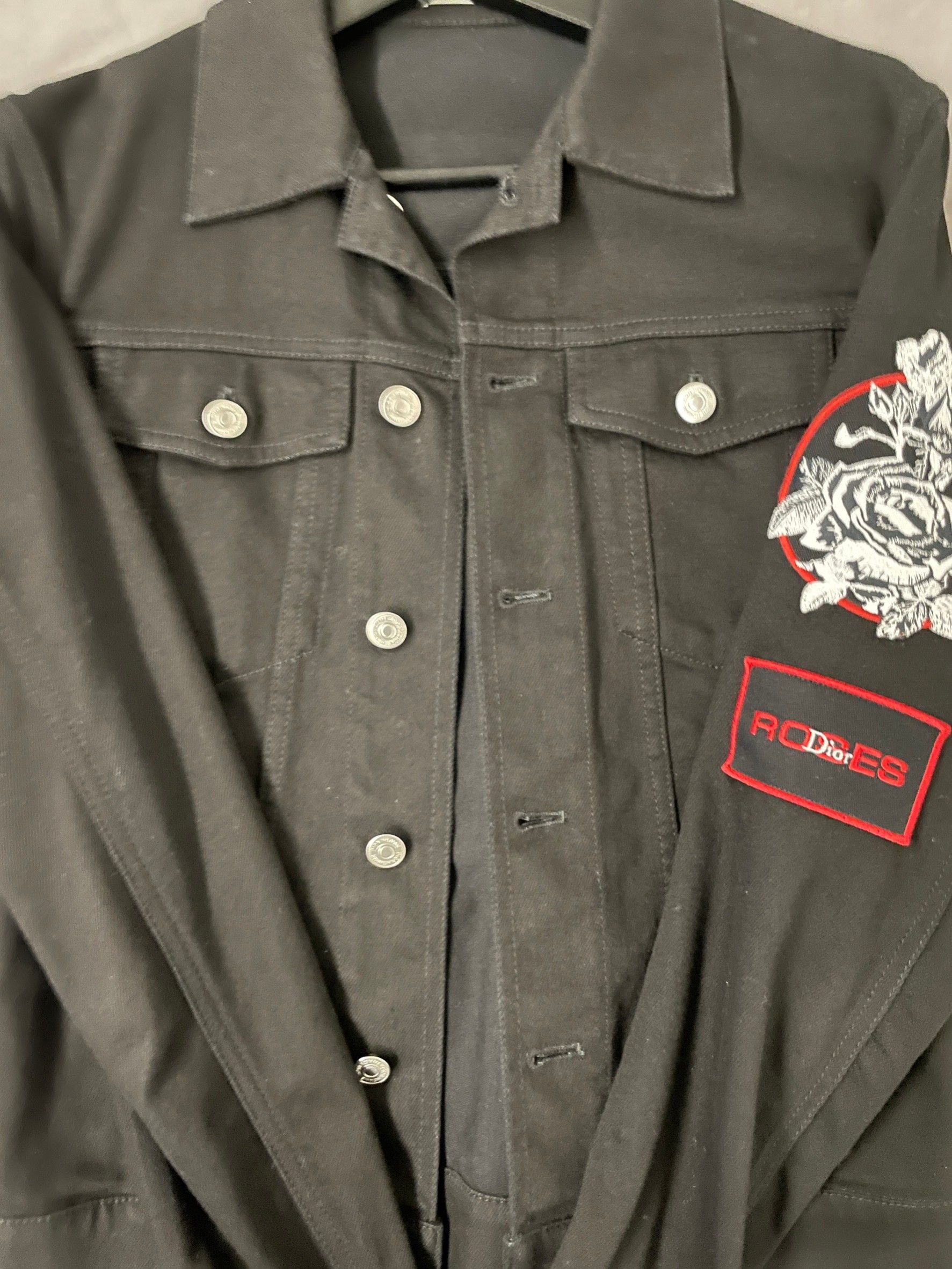 Dior Homme Denim Jacket with rose pattern sz 44