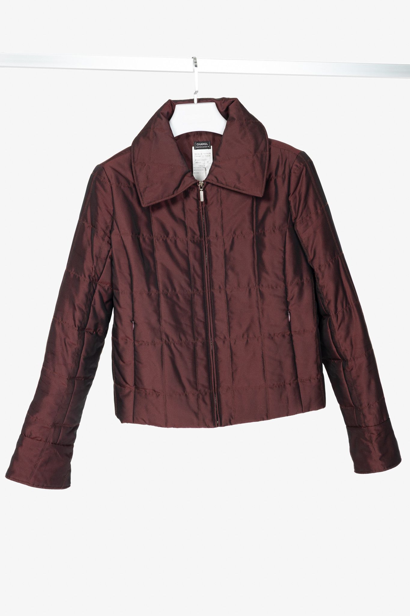Chanel Chanel Identification 00A Burgundy Quilted Taffeta Jacket Size M / US 6-8 / IT 42-44 - 1 Thumbnail