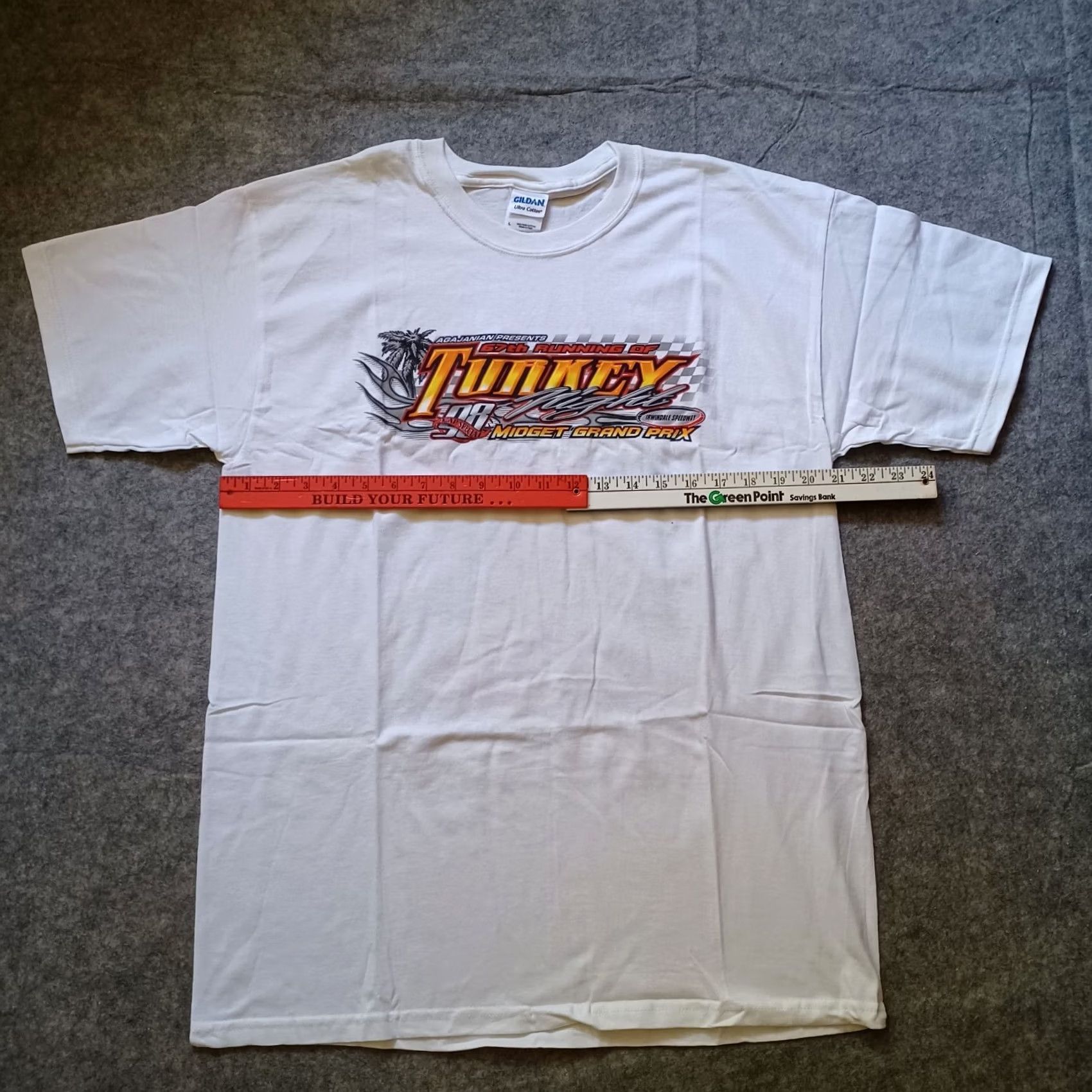 Gildan Midget Grand Prix Mens Shirt Large White 67th Running Of Turkey Night Racing 2 Size US L / EU 52-54 / 3 - 5 Thumbnail