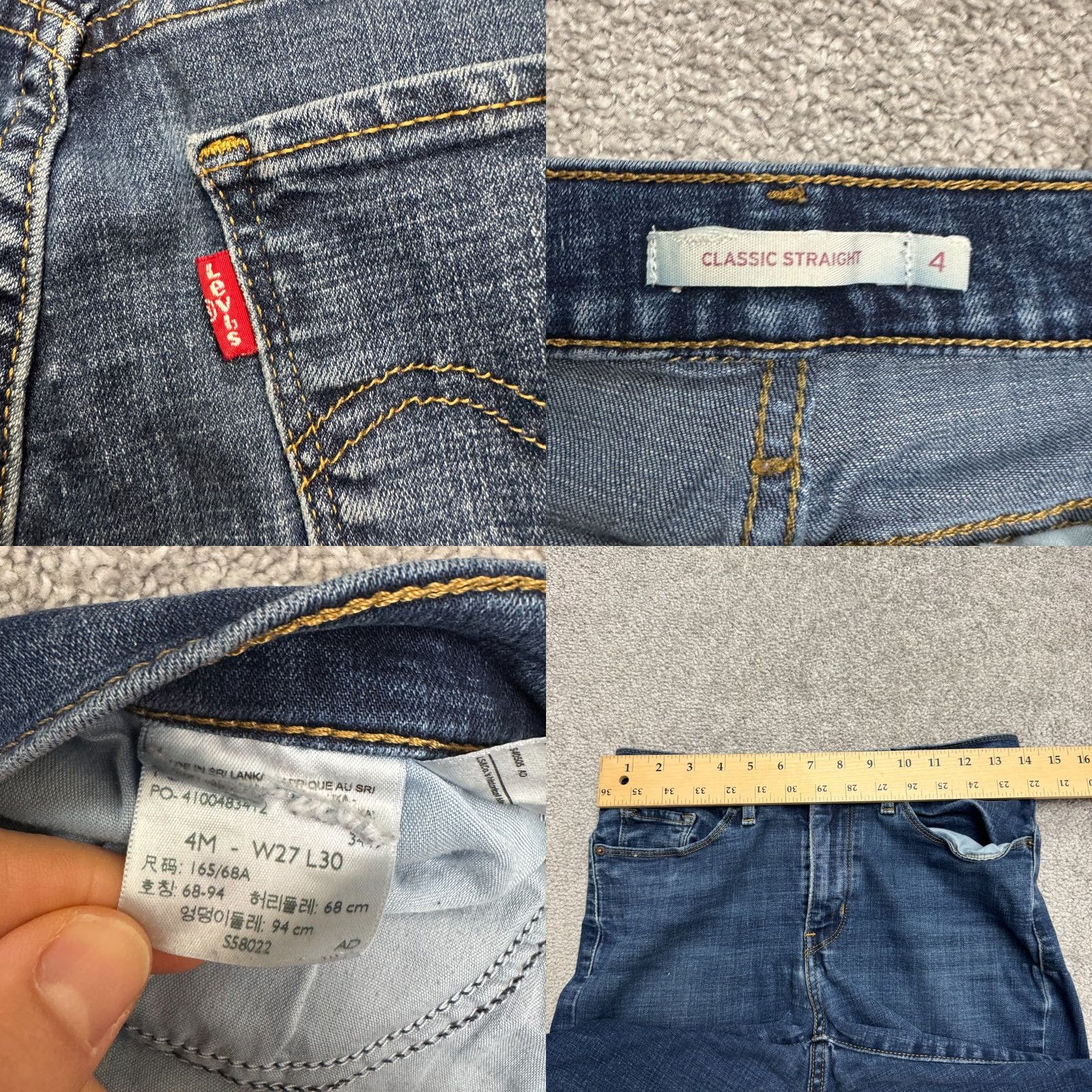 Levi's Levi's Jeans Classic Straight 5-Pocket Denim Womens 4M Blue Medium Wash Stretch 28x29 Adult Regular TS TS? Size 28" / US 6 / IT 42 - 8 Thumbnail