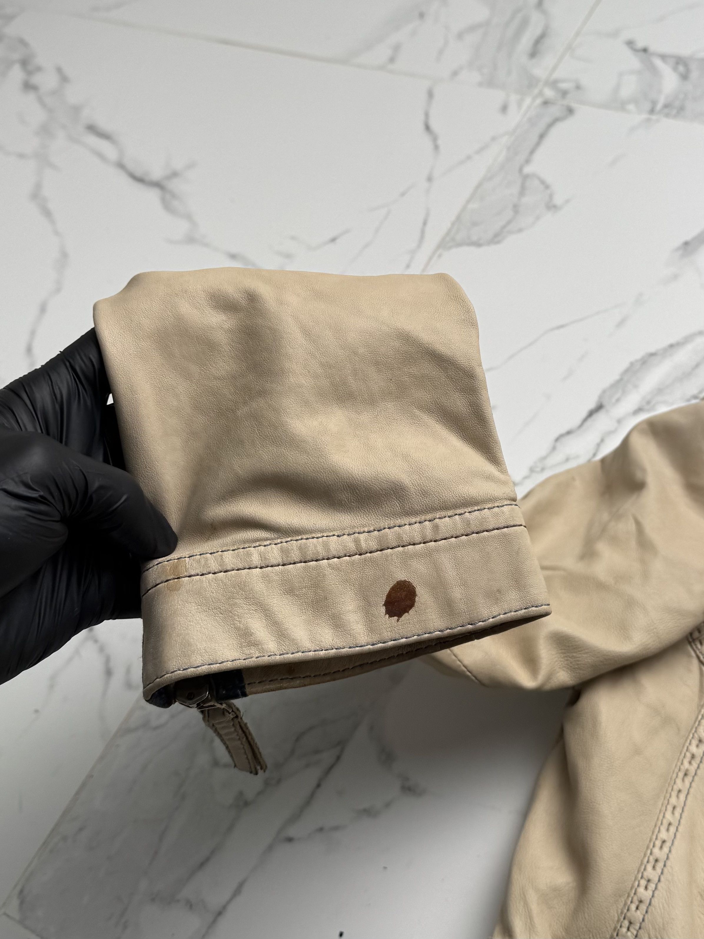Genuine Leather Vintage Women's Beige Leather Jacket Button Up Casual Fitted Size M / US 6-8 / IT 42-44 - 6 Thumbnail