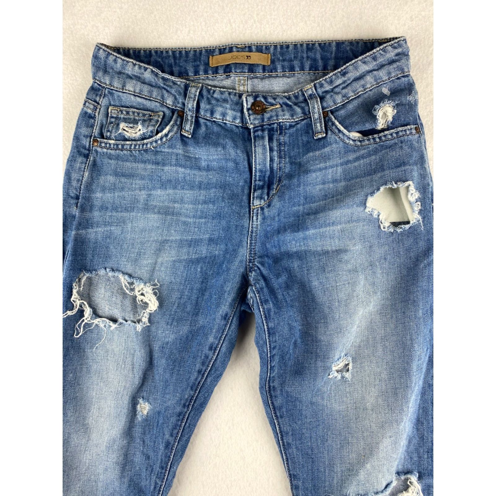 Vintage Joe's Jeans Ex-Lover Crop Jeans Womens W24 24 Inseam Distressed Denim Blue Straight Cropped 5-Pocket Pocket Linen Cotton Modern Vintage No N/A Size 42" / US 20 - 3 Thumbnail