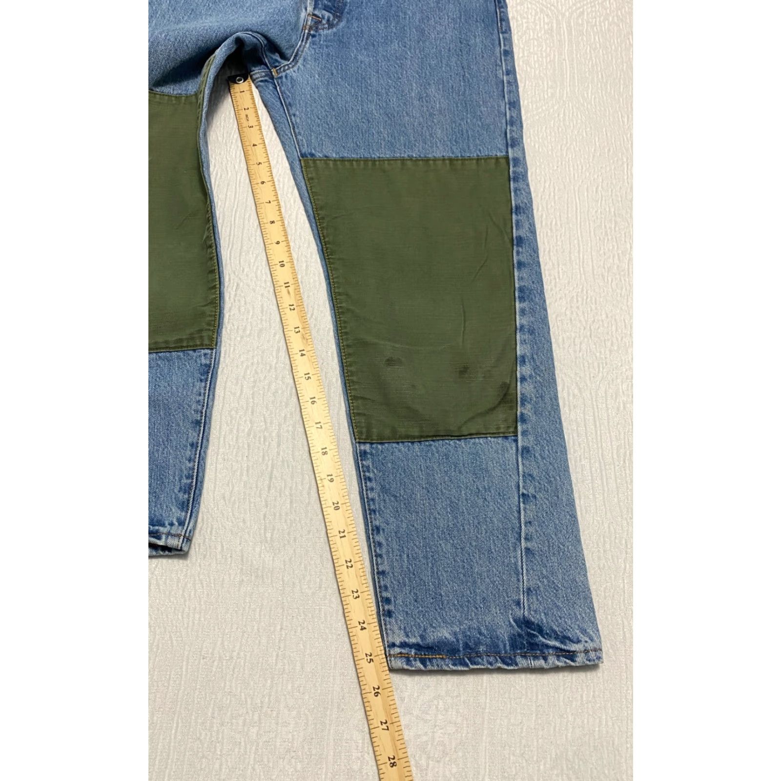 Levi's Levi's Jeans Drop Crop Patch Tapered Jeans Men's 31 Blue/Green Button Fly Size US 31 - 6 Thumbnail