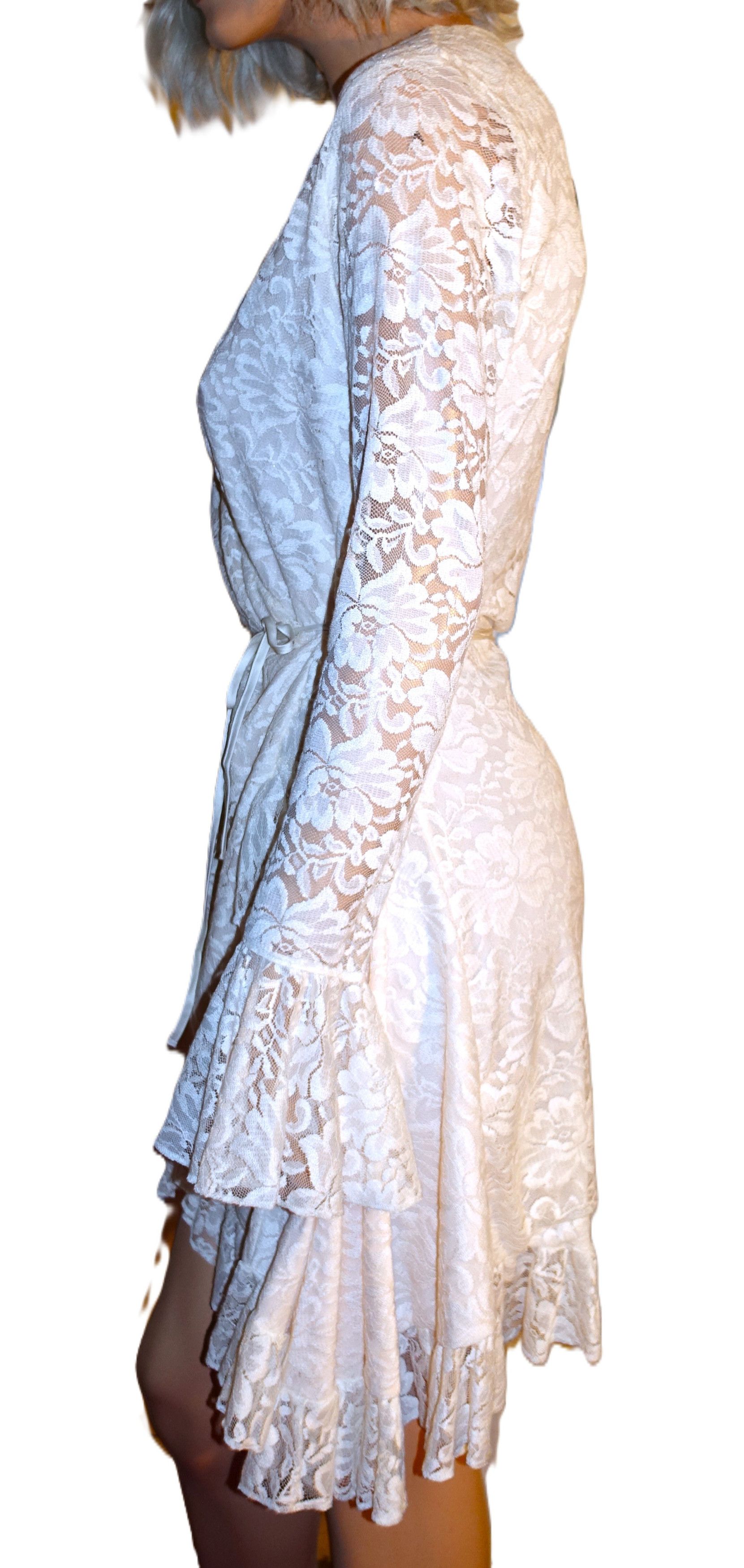 Other Hot as Hell Floral Ivory Lace Wrap Dress S Size S / US 4 / IT 40 - 4 Thumbnail