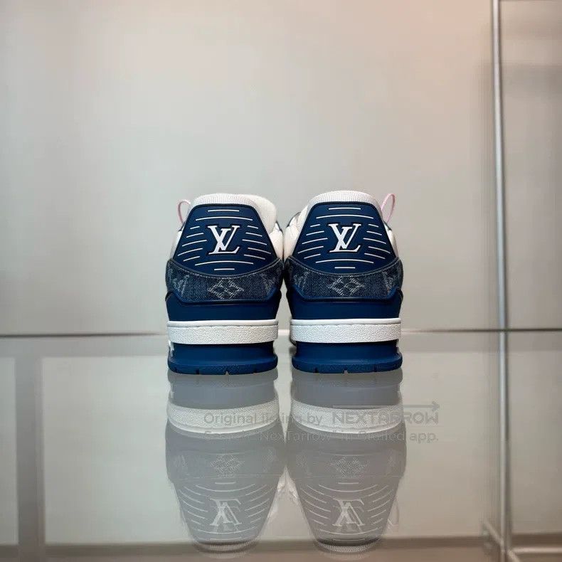 Louis Vuitton Louis Vuitton Trainer 24 White and Blue Denim shoes Size US 7 / EU 40 - 4 Thumbnail