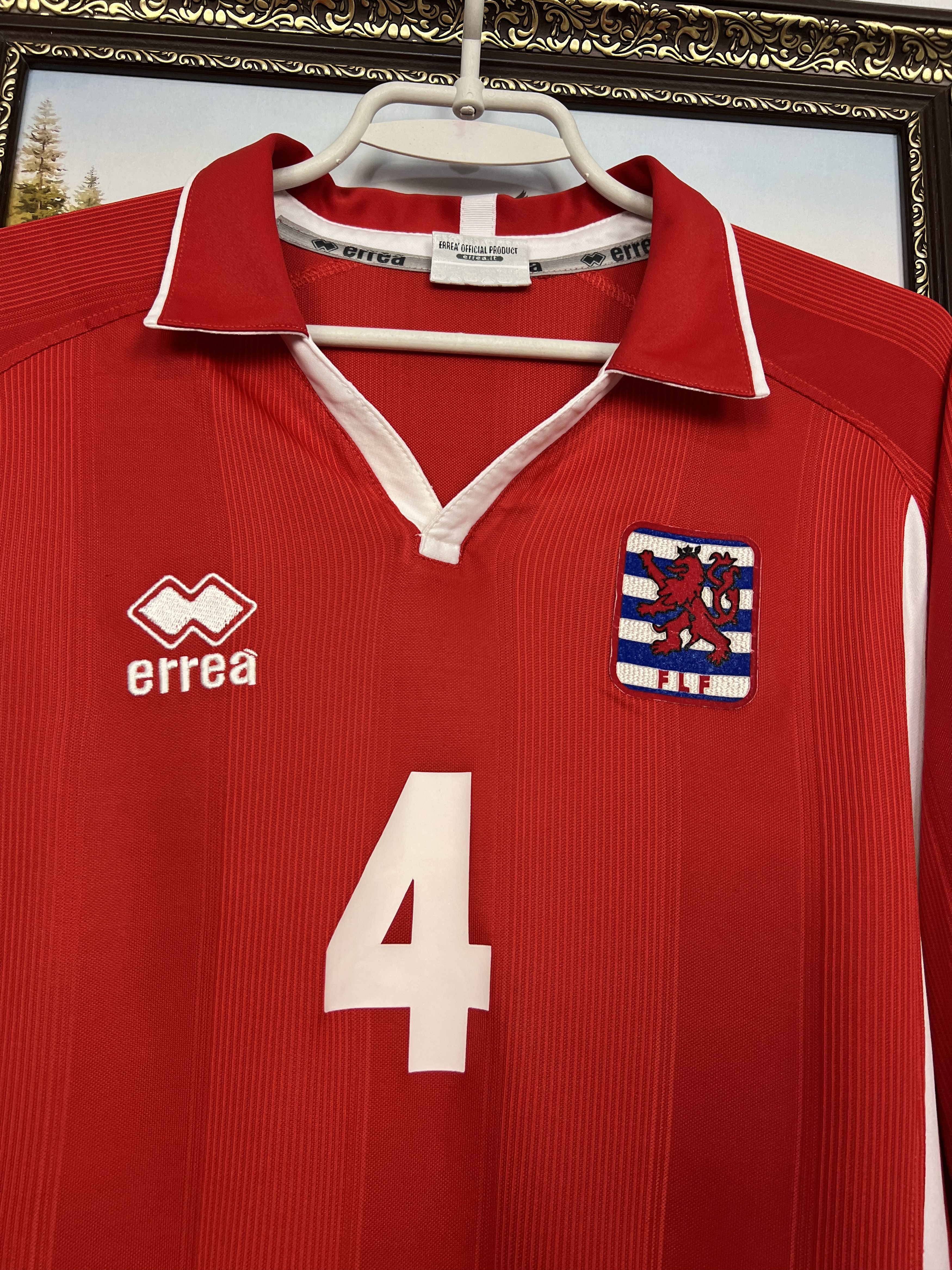 Errea Luxembourg football shirt Match Worn Long Sleeve Jersey Size US L / EU 52-54 / 3 - 3 Thumbnail