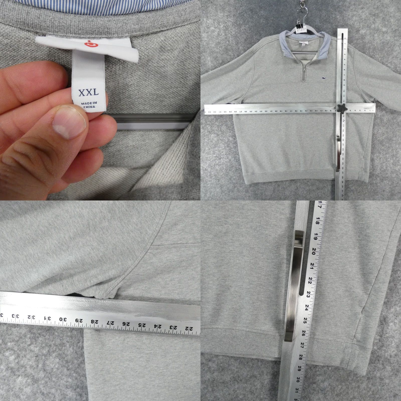 Vineyard Vines Vinyard Vines Sweater Mens 2XL Gray Lined Fleece 1/4 Zip Pullover Size US XXL / EU 58 / 5 - 8 Thumbnail