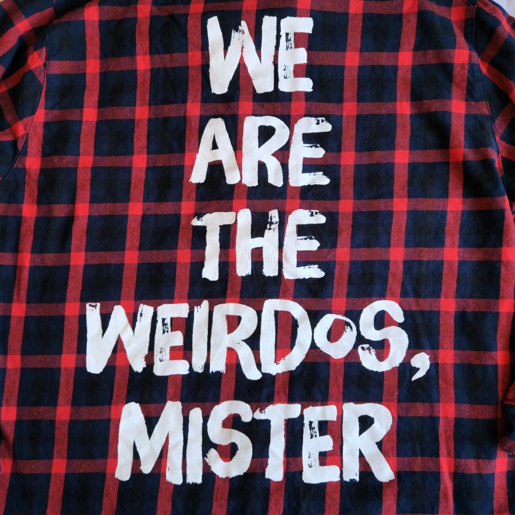 Vintage Cakeworthy The Craft “We Are The Weirdos” Plaid Flannel Shirt 2XL Red Navy Long Sleeve Button-Up Unisex Adults Size US XXL / EU 58 / 5 - 2 Thumbnail
