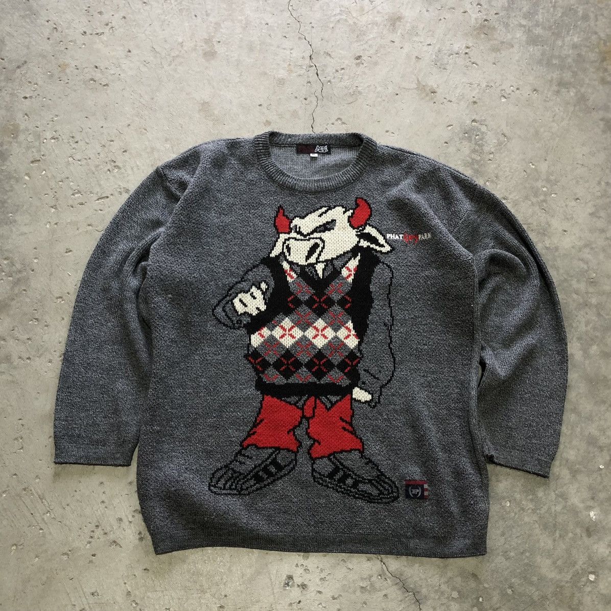 Vintage Phat Farm Bull JNCO Style Pullover Knit Sweater