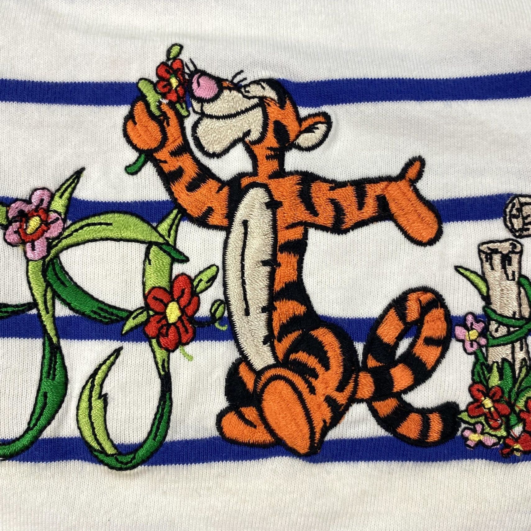 Disney VINTAGE Disney Tigger Shirt Mens Medium White Striped Embroidered Cotton Tee 90s Size US M / EU 48-50 / 2 - 4 Thumbnail