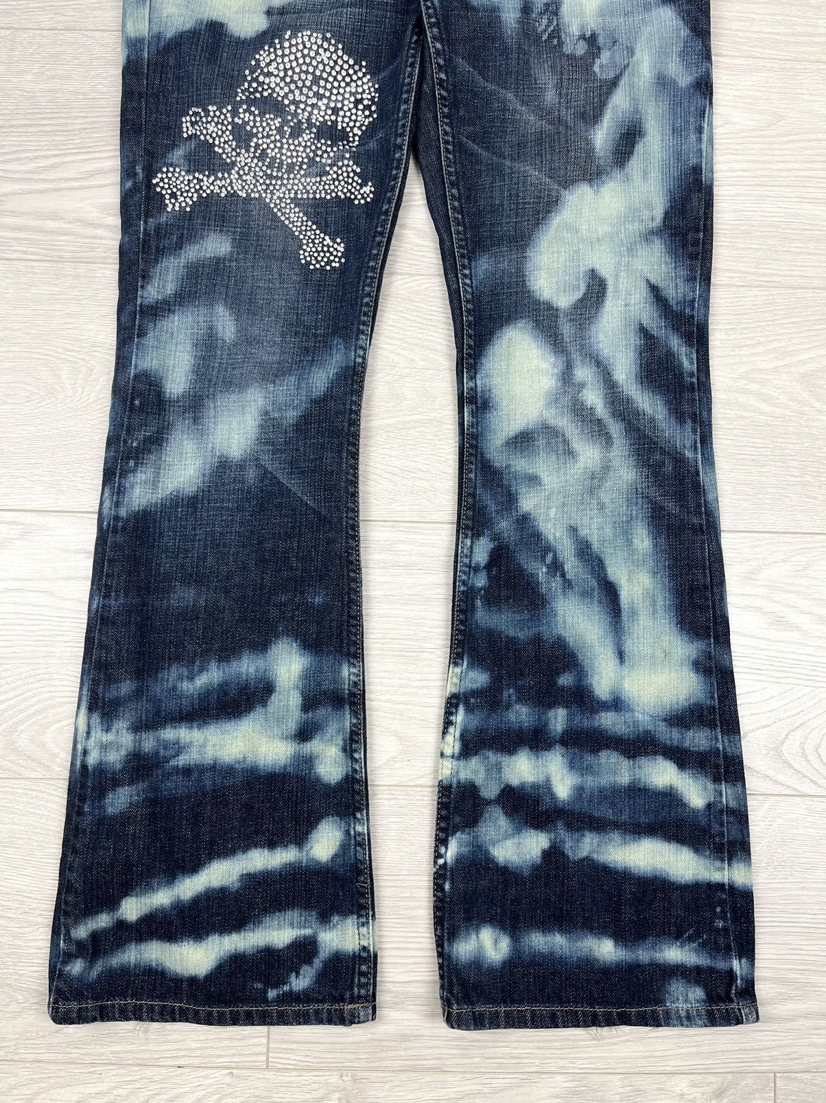 Japanese Brand Y2K Japanese Skull Vintage Flare Low Denim Pants Size 32" / US 10 / IT 46 - 3 Thumbnail