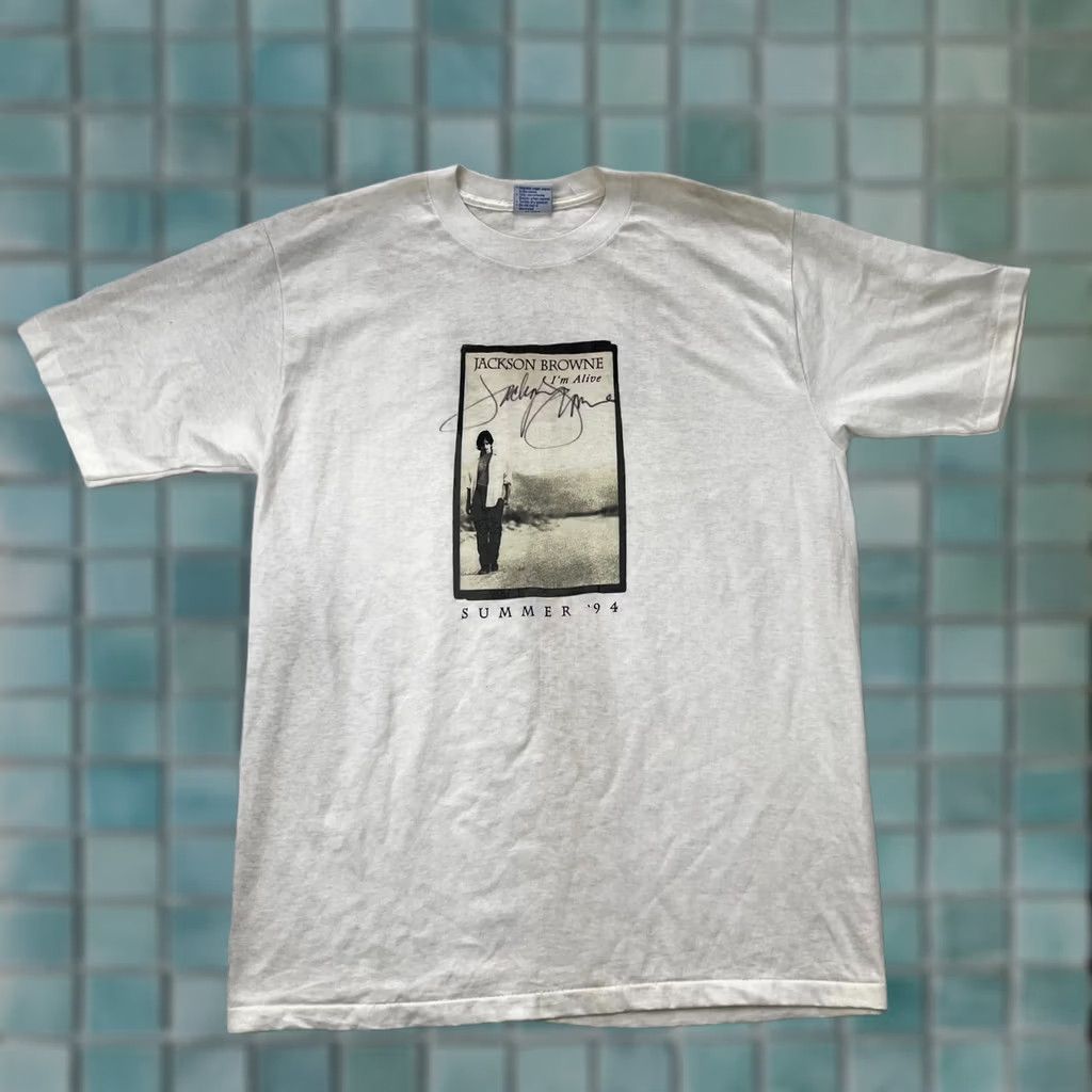 Vintage VINTAGE Jackson Browne Shirt Mens Large White Im Alive 94 Tour Music Rock All Sport T-Shirt Band Rock Size US L / EU 52-54 / 3 - 1 Thumbnail