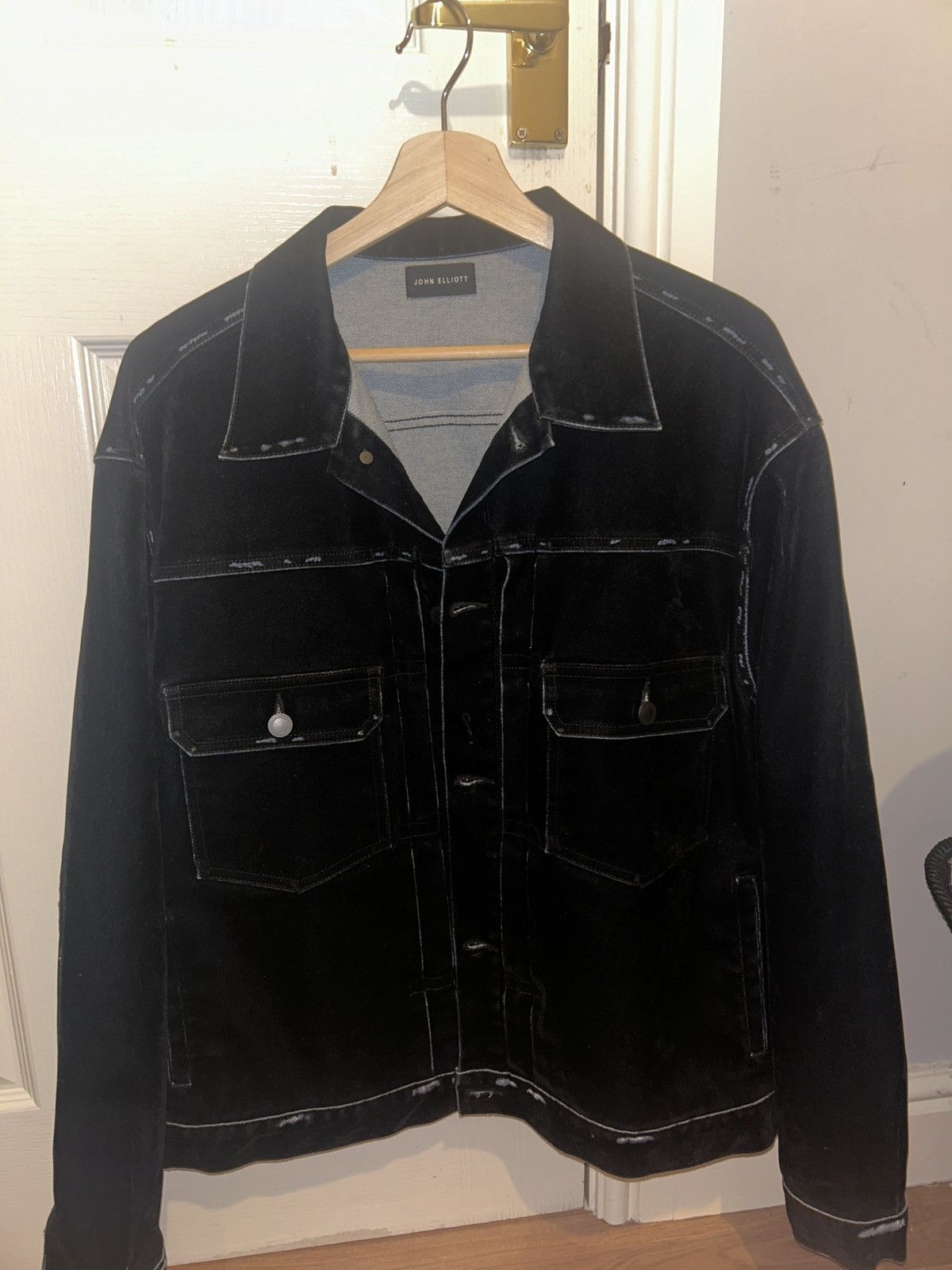 John Elliott Thumper Type II Crush Flock Black Jacket