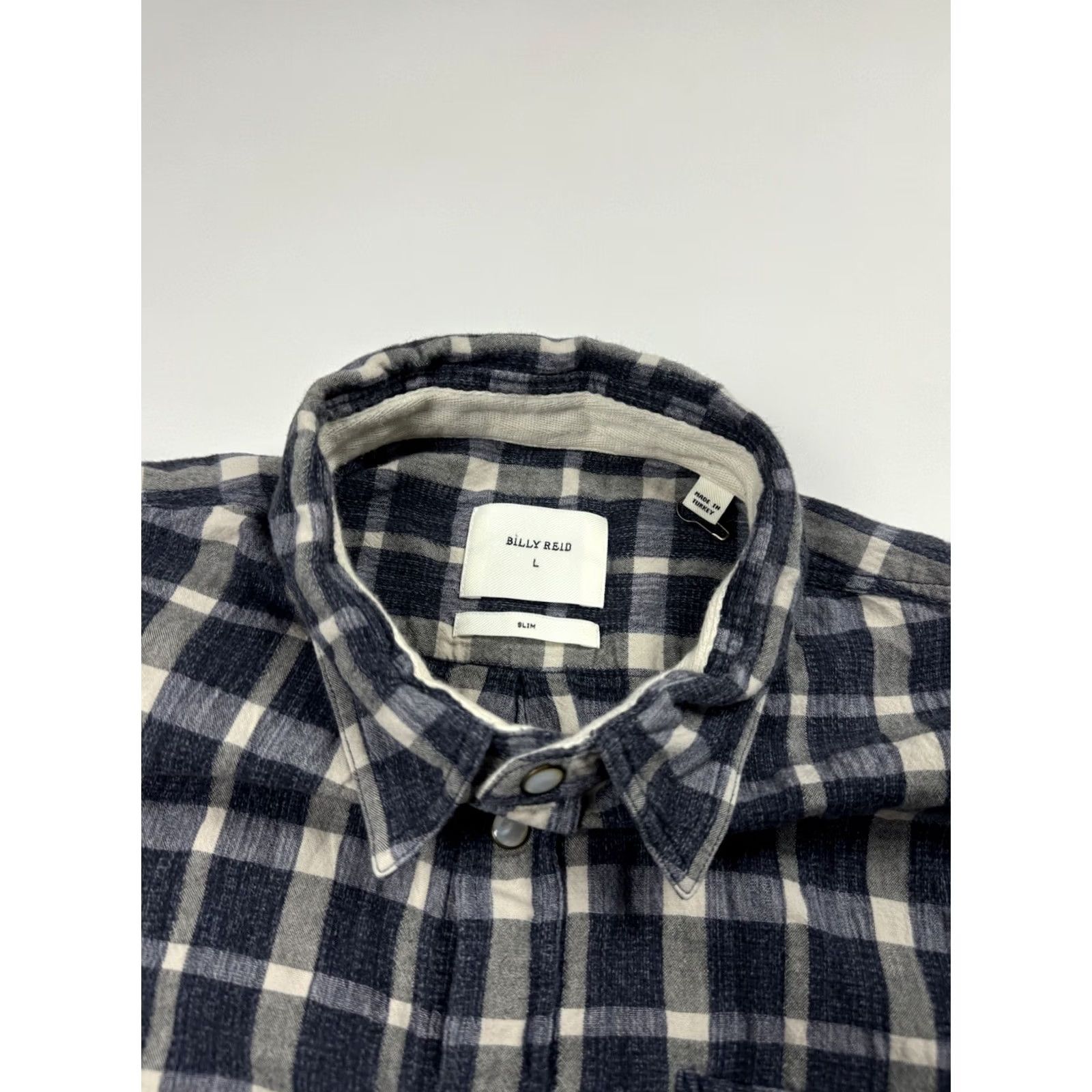 Billy Reid Billy Reid Pearl Snap Button Short Sleeve Shirt Men’s Large Slim Plaid Blue Shirt Size US L / EU 52-54 / 3 - 2 Thumbnail