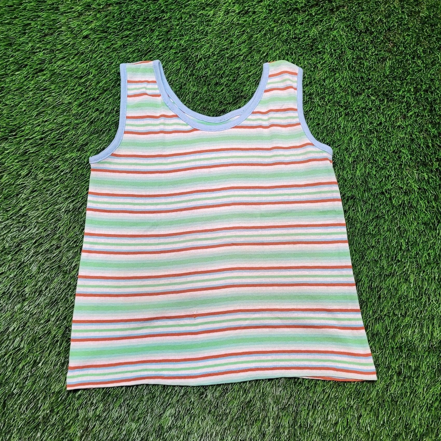Vintage VINTAGE Top Womens XS Green 70s Striped Tank Single Stitch USA Made Roller Skate Size XS / US 0-2 / IT 36-38 - 5 Thumbnail