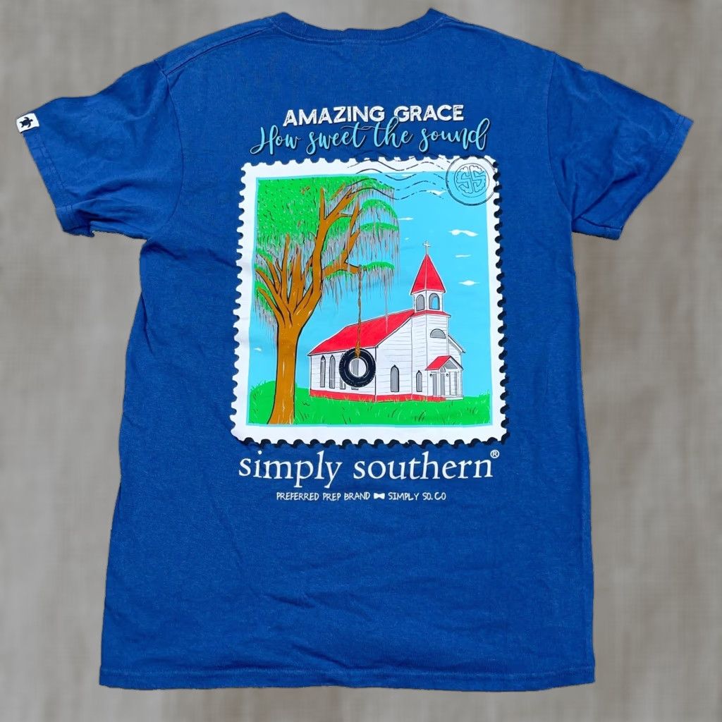 Vintage Simply Southern Shirt Women Small Blue Tee Church Christian God Religion Faith Shirt Tee Womens Size S / US 4 / IT 40 - 1 Thumbnail