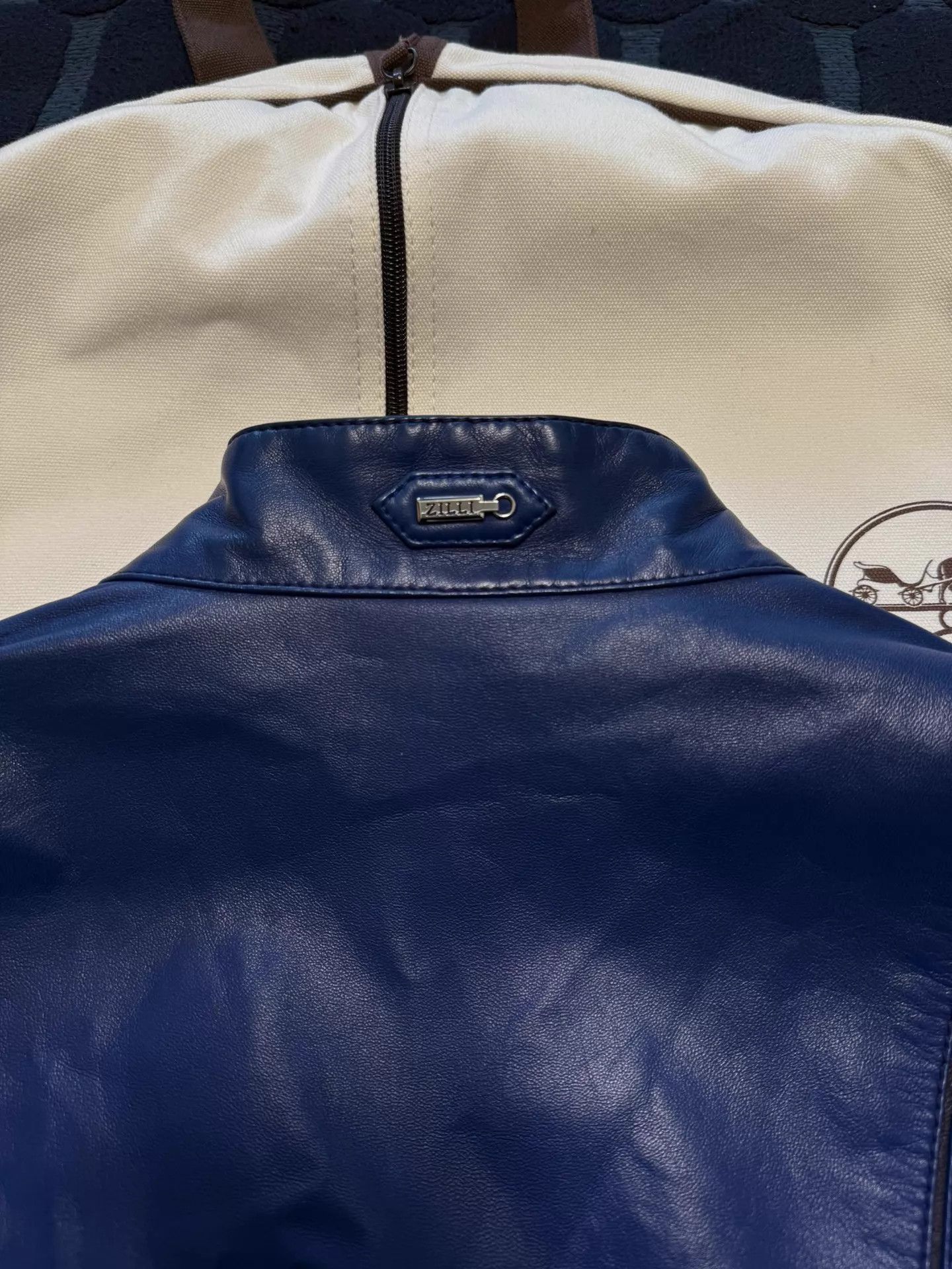 Zilli ZILLI men's classic navy leather jacket Size US M / EU 48-50 / 2 - 4 Thumbnail