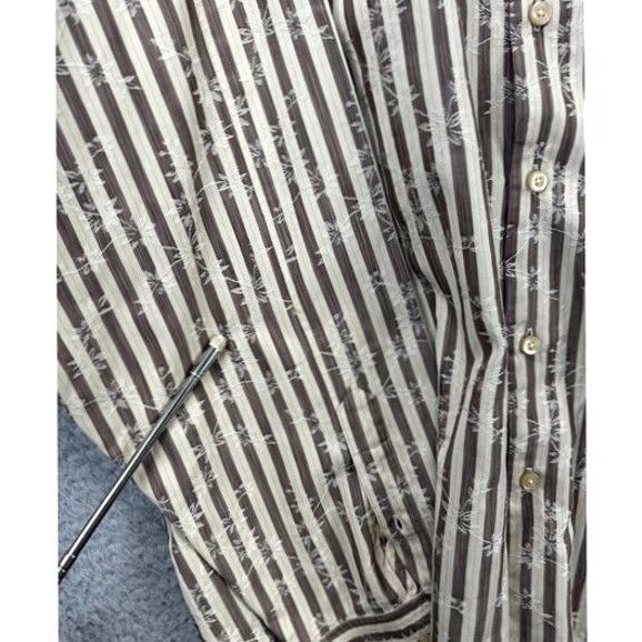 Tommy Bahama Tommy Bahama Silk Blend Button-Up Shirt Men 2XL Brown Floral Stripes Long Sleeve Size US XXL / EU 58 / 5 - 7 Thumbnail