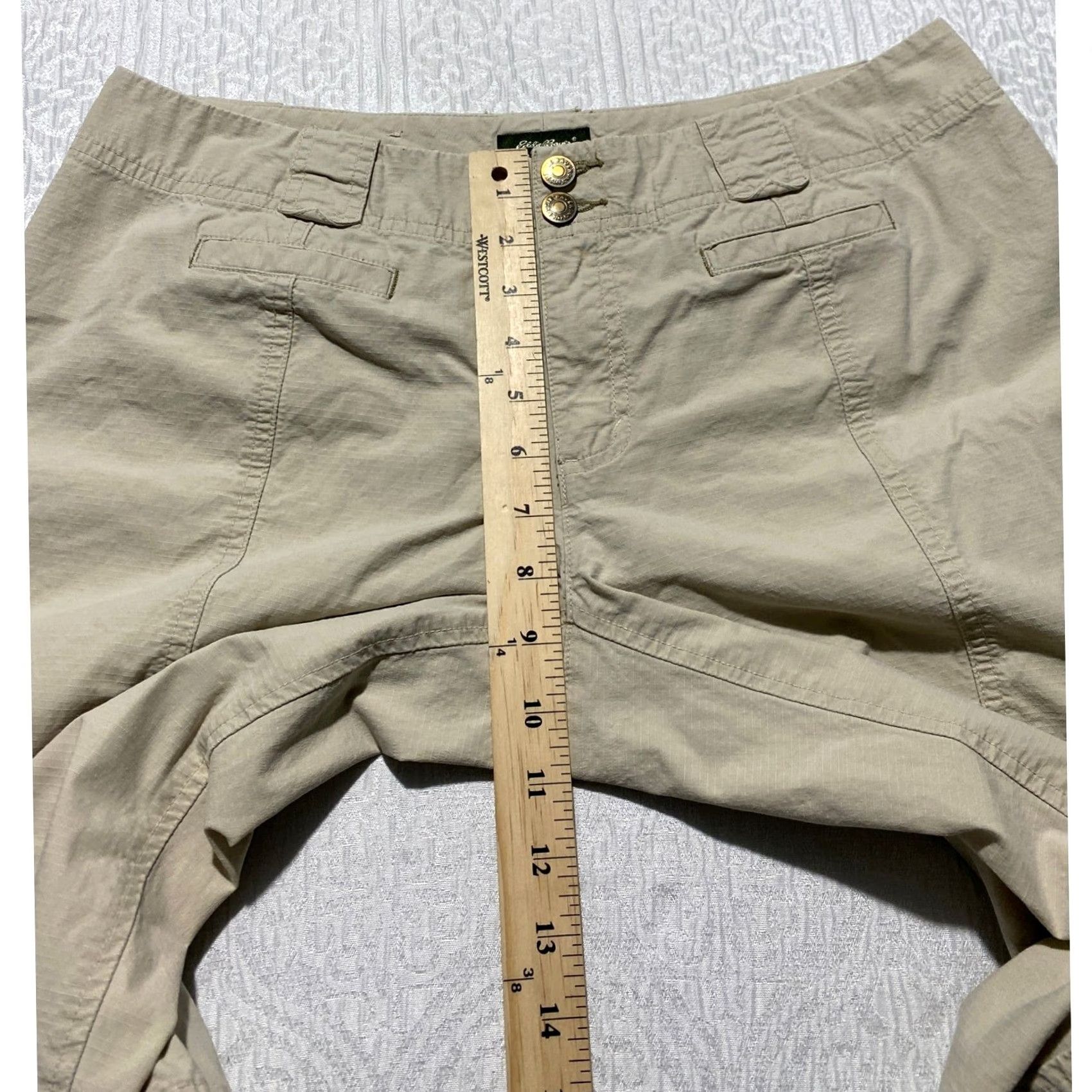 Eddie Bauer Eddie Bauer Vashon Fit Cargo Crop Pants Womens 12 Khaki Beige Wide-Leg Ripstop Modern Utility Outdoor Spring Summer Fall Women Size 24" / US 00 / IT 34 - 7 Thumbnail