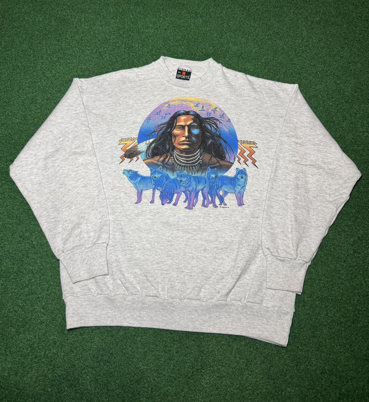 Signal Sport Native American Wolf Nature 90s XL/XXL 23x28 Sweatshirt Size US XL / EU 56 / 4 - 1 Thumbnail
