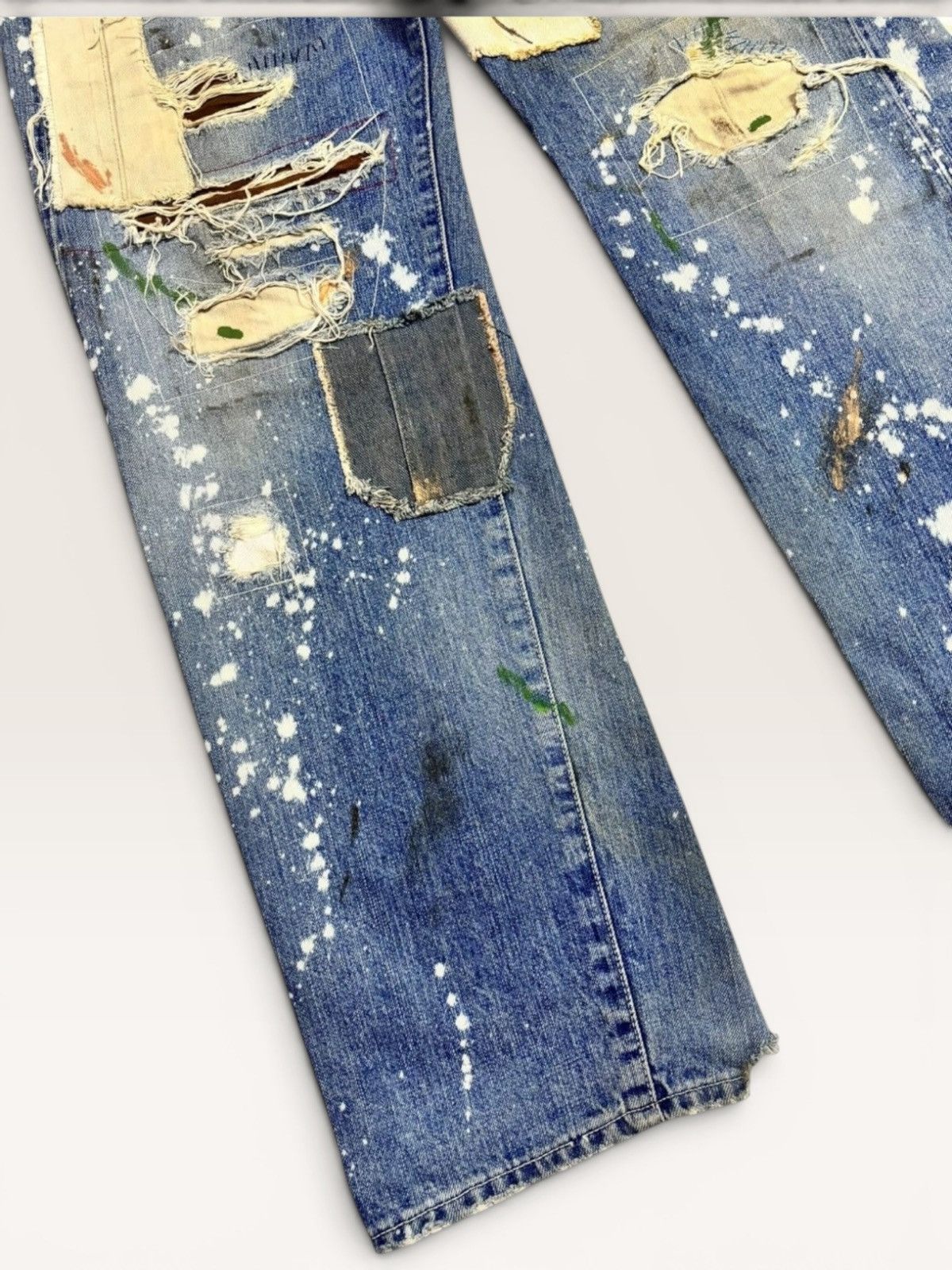 Junya Watanabe × Levi's Vtg Levis 501xx Big E Selvedge Splatter Patchwork Boro Jeans Size US 36 / EU 52 - 8 Thumbnail