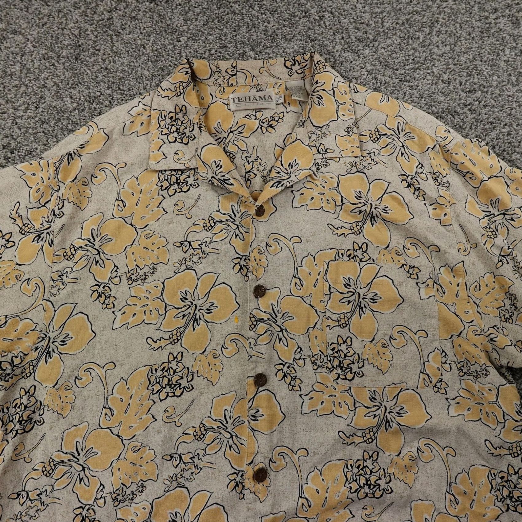 Vintage VINTAGE Tehama Shirt Mens XL Beige Yellow Silk Floral Hibiscus Hawaiian Camp Loop Collar Size US XL / EU 56 / 4 - 4 Thumbnail