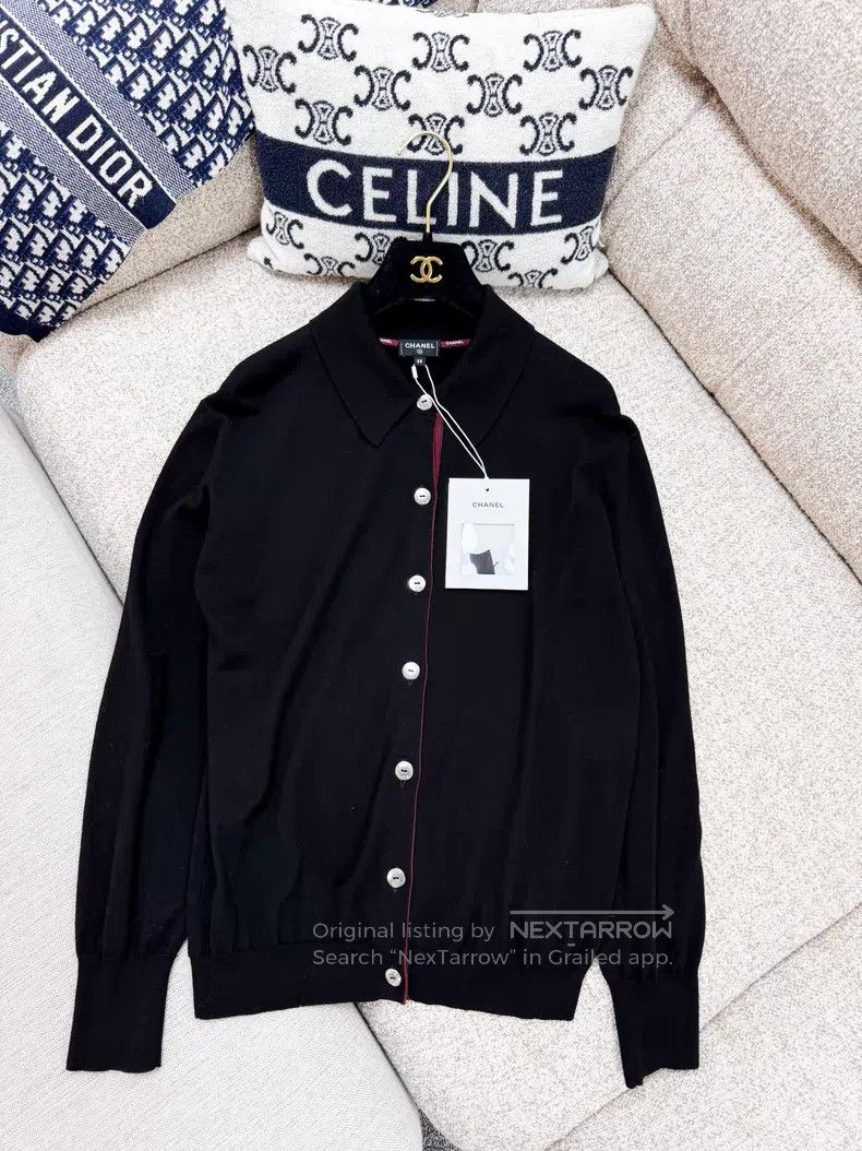 Chanel Chanel Black color-blocked long-sleeved knitted cardigan c Size XS / US 0-2 / IT 36-38 - 2 Thumbnail