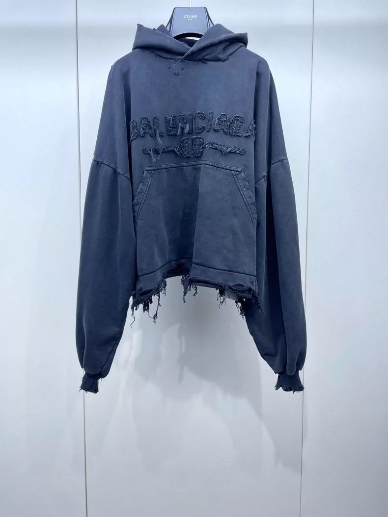 Balenciaga Balenciaga Ink Black Hooded Sweatshirt Size US S / EU 44-46 / 1 - 1 Thumbnail