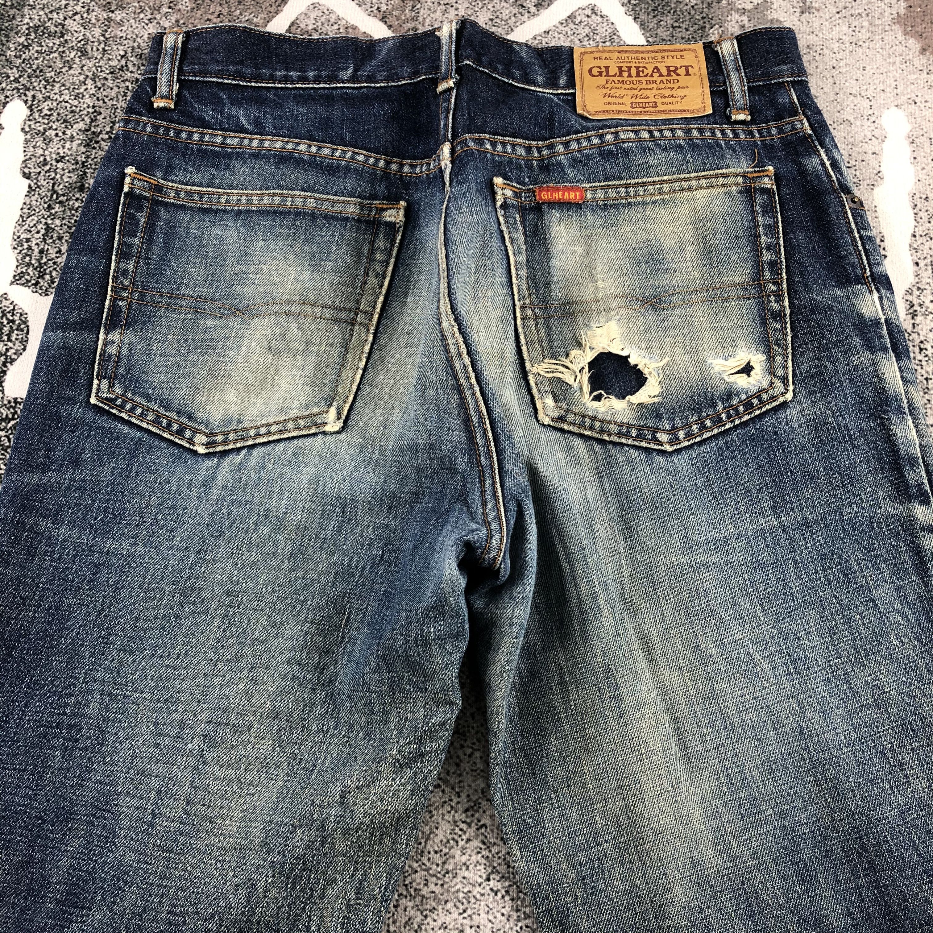 Japanese Brand Vintage GL Heart Jeans Rusty Wash Denim KJ736 Size US 32 / EU 48 - 4 Thumbnail