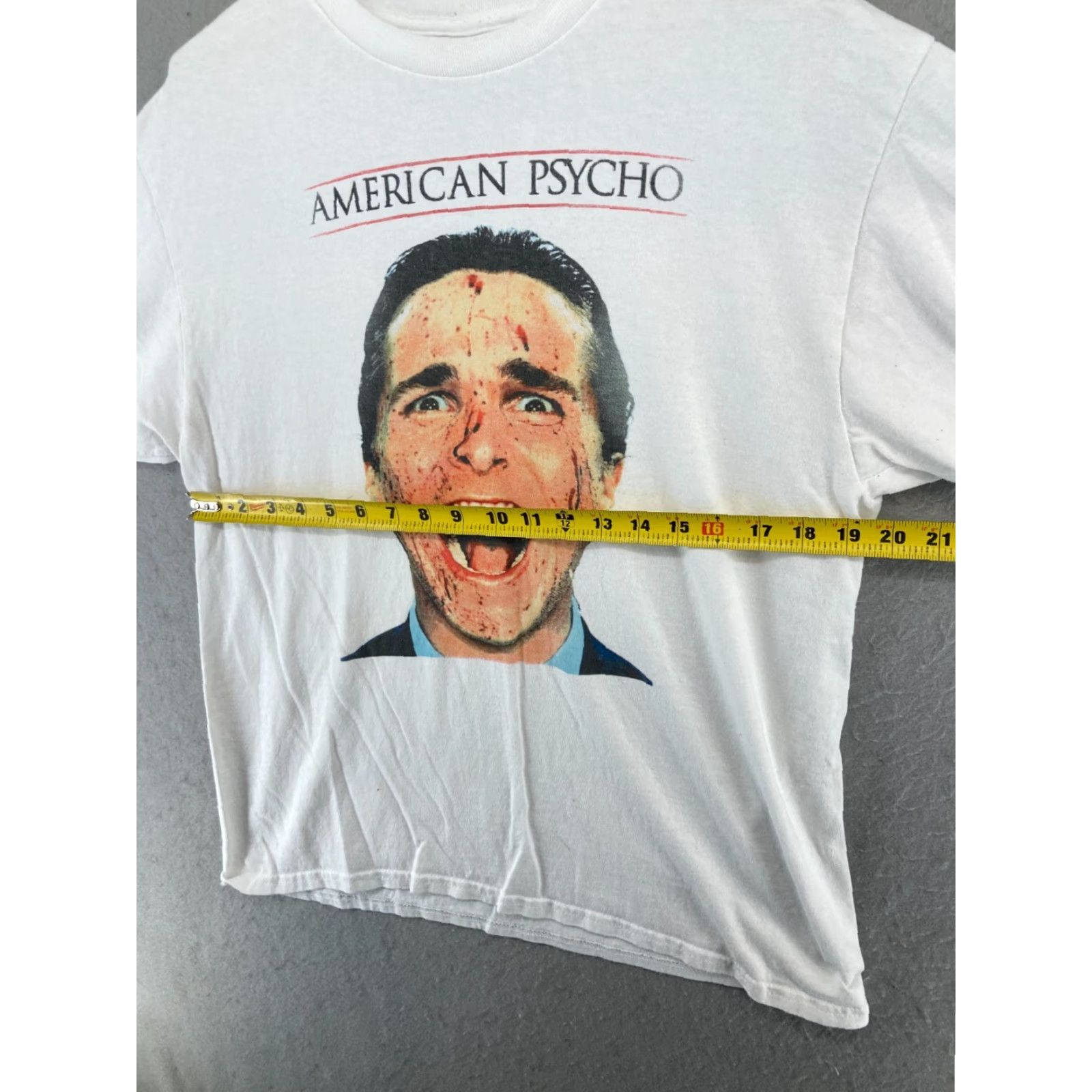Vintage American Psycho TShirt Mens Large White 90s Graphic Print Crew Neck Cotton Short Sleeve Shirt Men 90s Theme Size US L / EU 52-54 / 3 - 2 Thumbnail