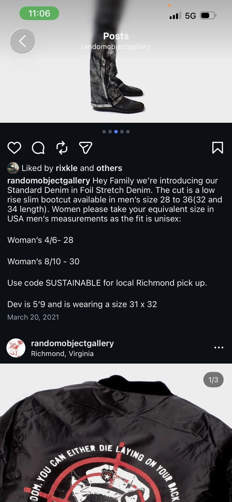 Other Random Object Gallery, Standard Denim in Foil Stretch Denim. Size US 38 / EU 54 - 6 Thumbnail