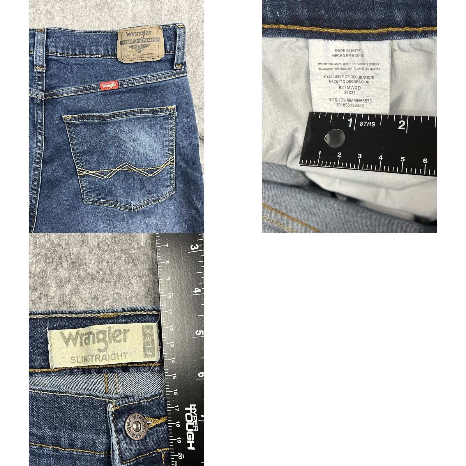 Wrangler Wrangler Jeans Men's Slim Straight Fit Denim Blue 32x32 5-Pocket Zipper Button Logo Size US 32 / EU 48 - 8 Thumbnail