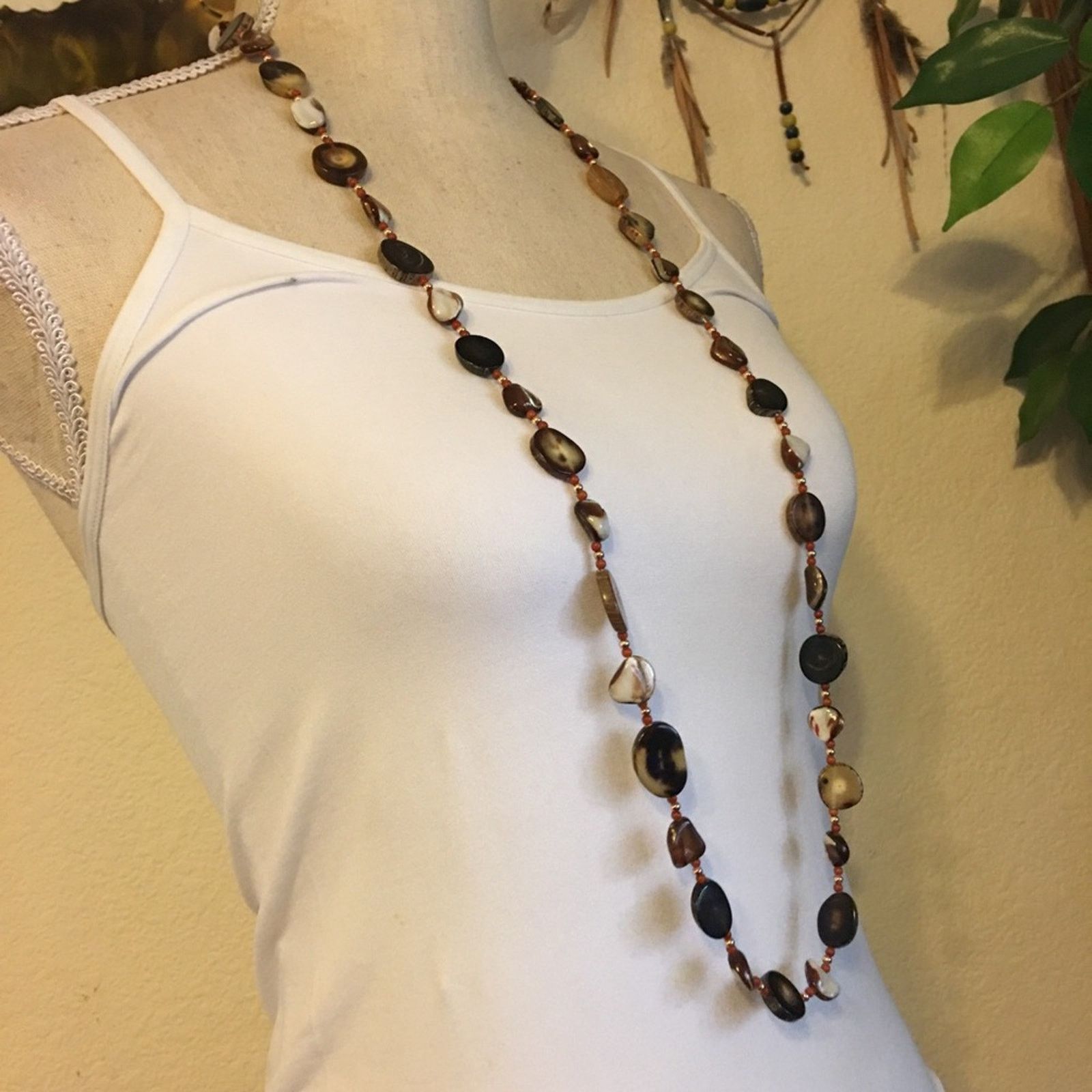 Vintage Vintage sliced agate rough abalone shell necklace Size ONE SIZE - 2 Thumbnail