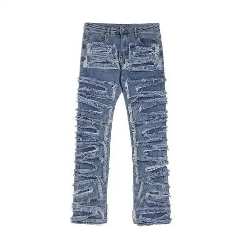 Jean ripped distressed patch flared jeans Size US 28 / EU 44 - 3 Thumbnail