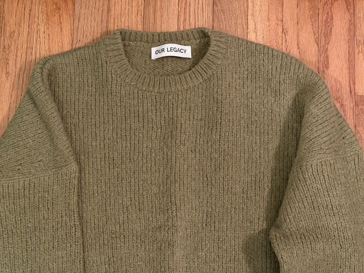 Our Legacy Our Legacy Drop Shoulder Alpaca Crew Knit in Swamp Green Size US M / EU 48-50 / 2 - 2 Thumbnail