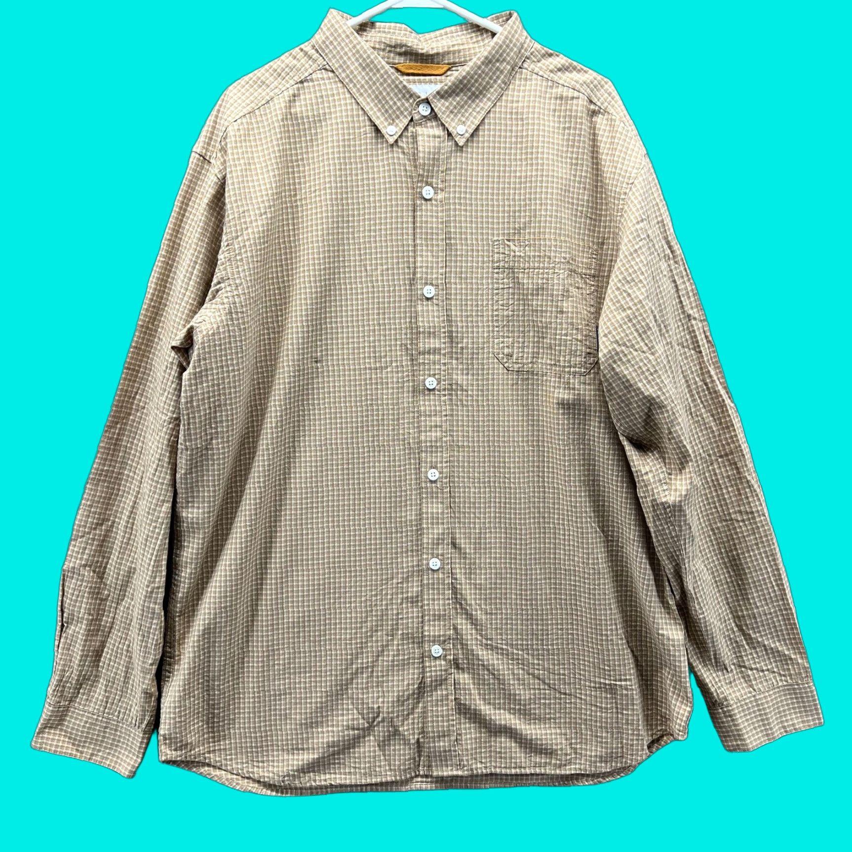 Vintage Columbia Shirt Men XL Khaki Button Down Tan Beige Rapid River II Outdoors Pockets Size US XL / EU 56 / 4 - 1 Thumbnail