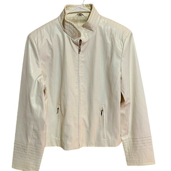 Other Midnight Velvet Womens Faux Leather White Quilted Jacket Wit Size M / US 6-8 / IT 42-44 - 1 Thumbnail