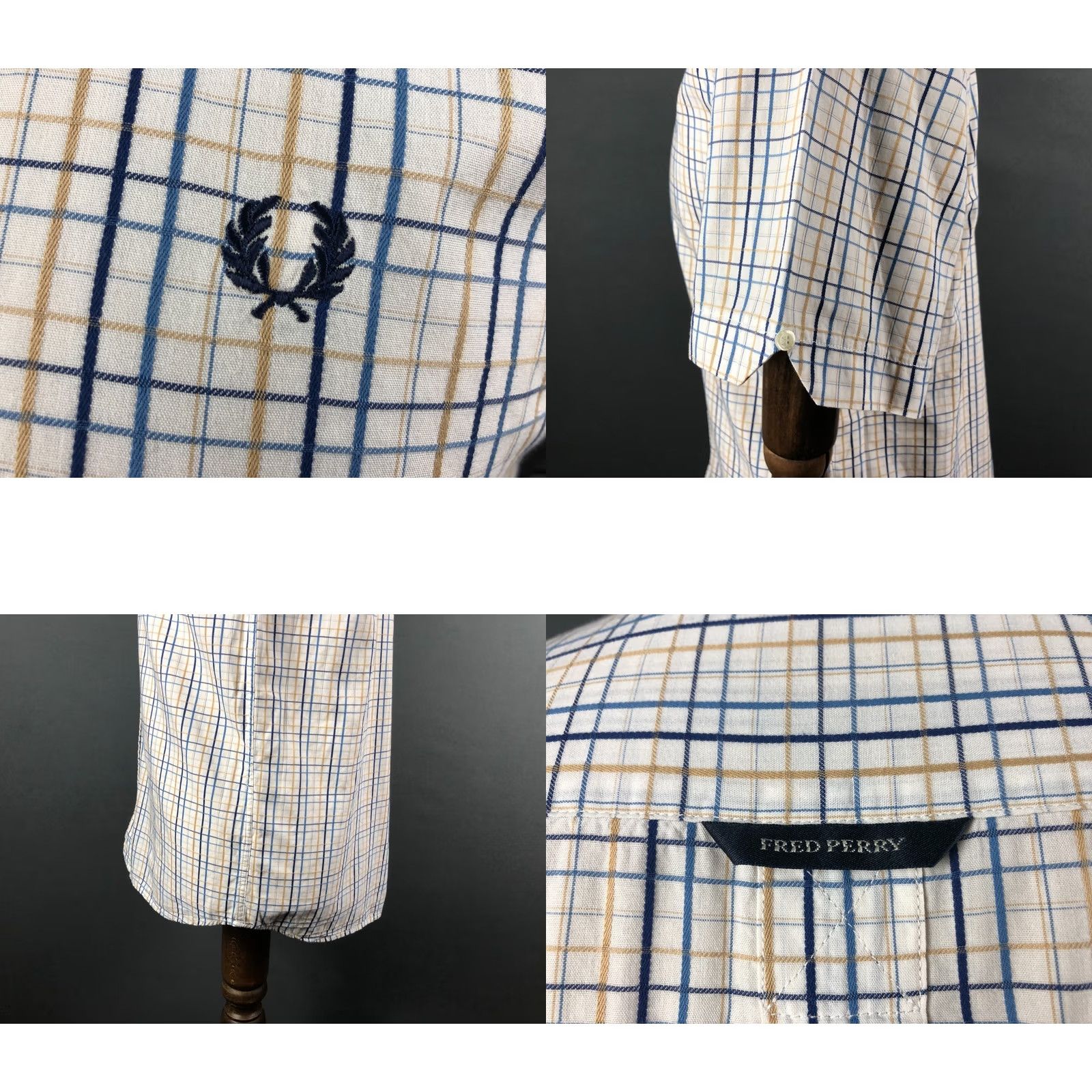 Fred Perry Fred Perry Men's Shirt Ivory Cotton Check Short Sleeve M Size US M / EU 48-50 / 2 - 8 Thumbnail