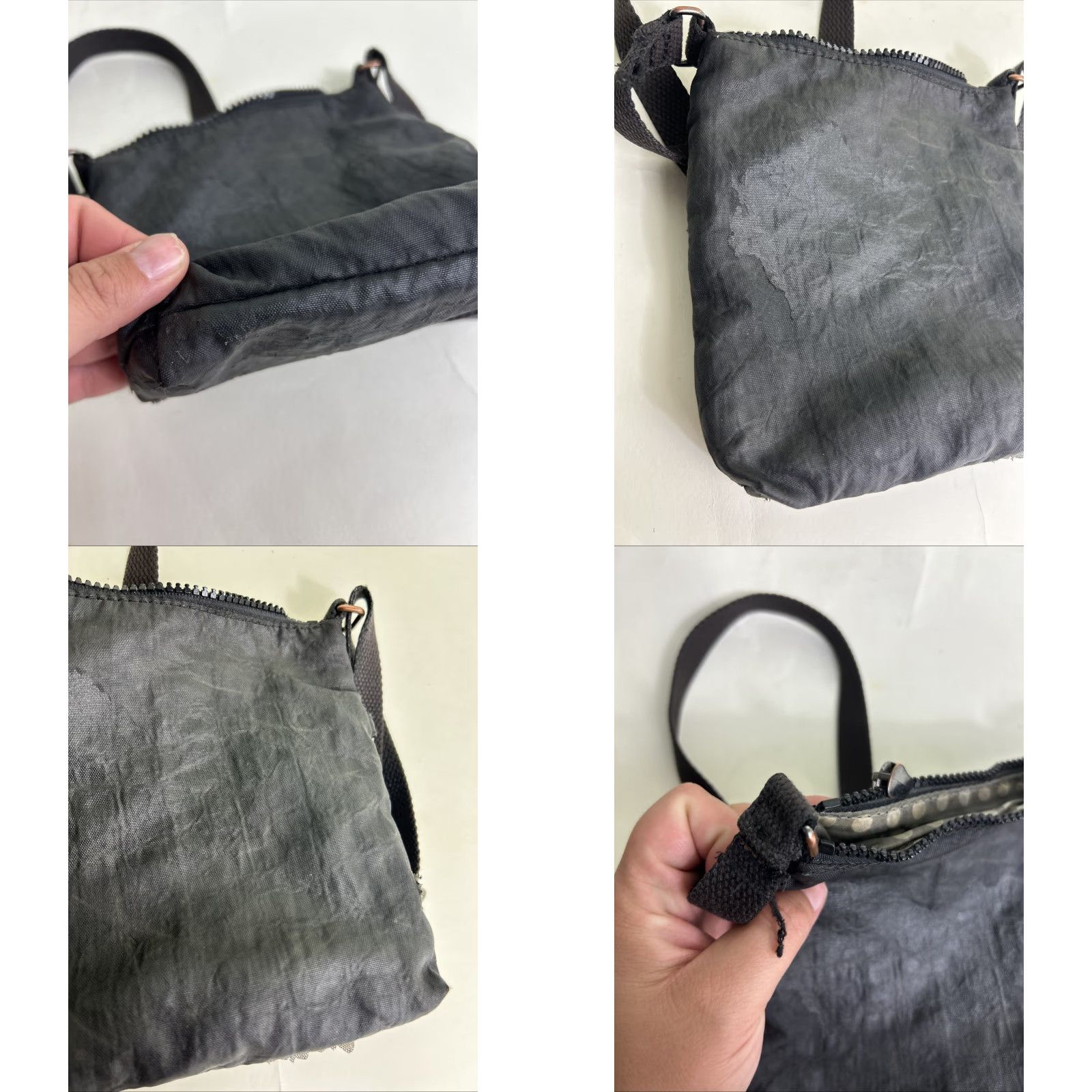Vintage Kipling Crossbody Bag Black Small Women Zip Flaws Broken Zipper Peeling 7x6x1 Worn Size ONE SIZE - 10 Thumbnail