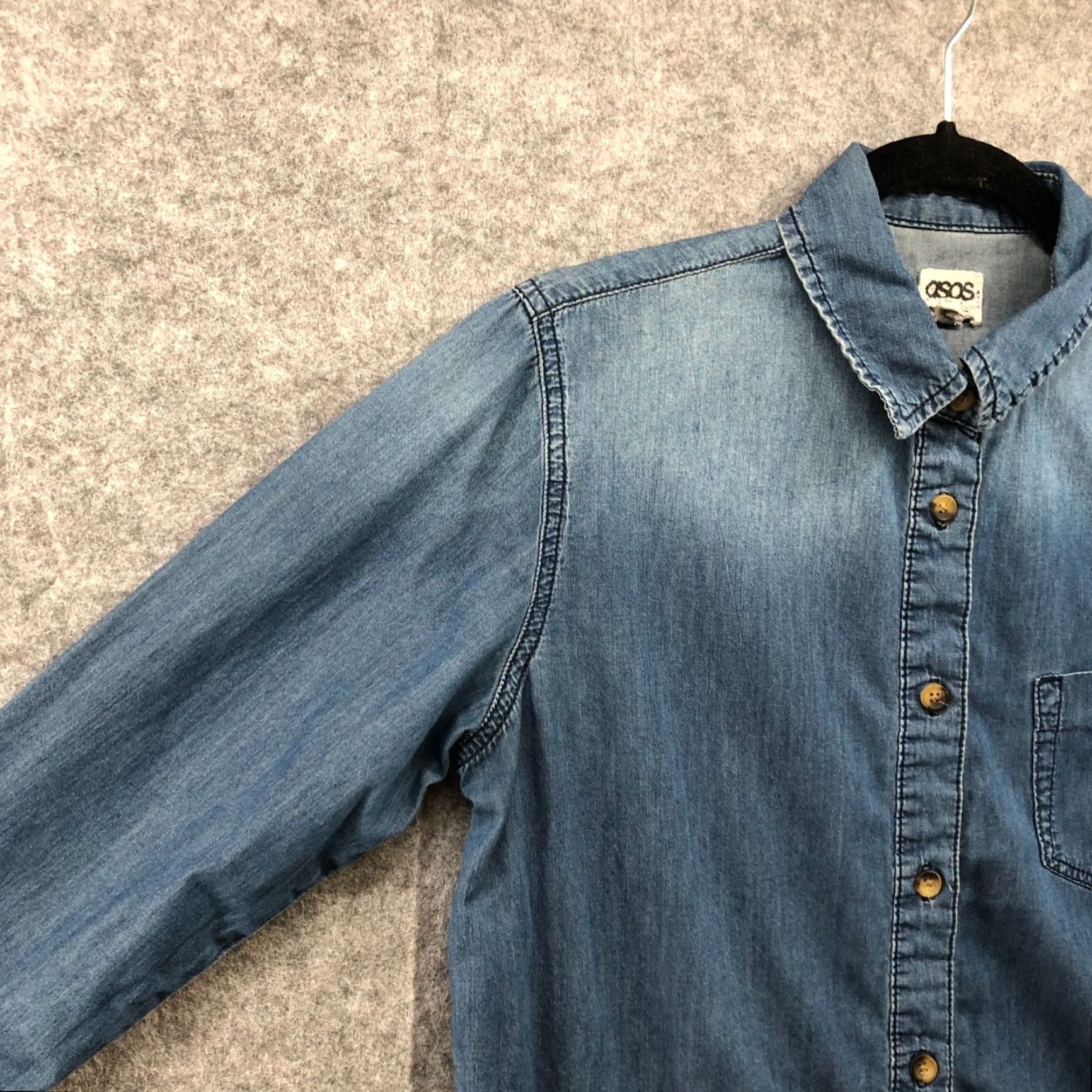 Asos ASOS Chambray Button-Up Shirt Womens Size 6 Blue Long Sleeve Casual Lightweight Denim Western Size M / US 6-8 / IT 42-44 - 5 Thumbnail