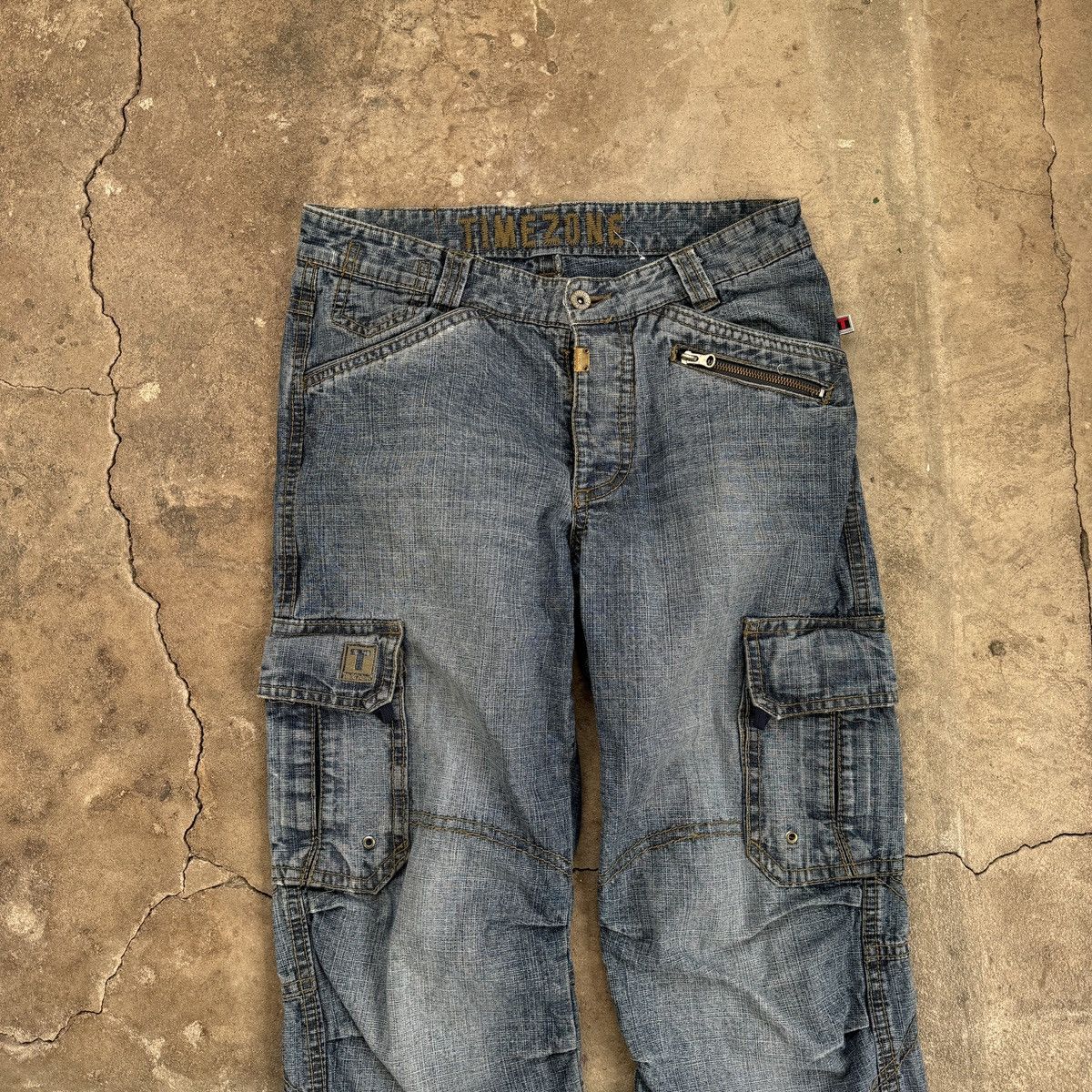 Japanese Brand × Vintage Vintage Y2K Time Zone Cargo Denim Pants Size US 30 / EU 46 - 4 Thumbnail