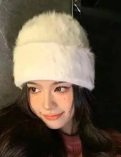 Japanese Brand Rabbit White Fur Beanie Hat Size ONE SIZE - 4 Thumbnail