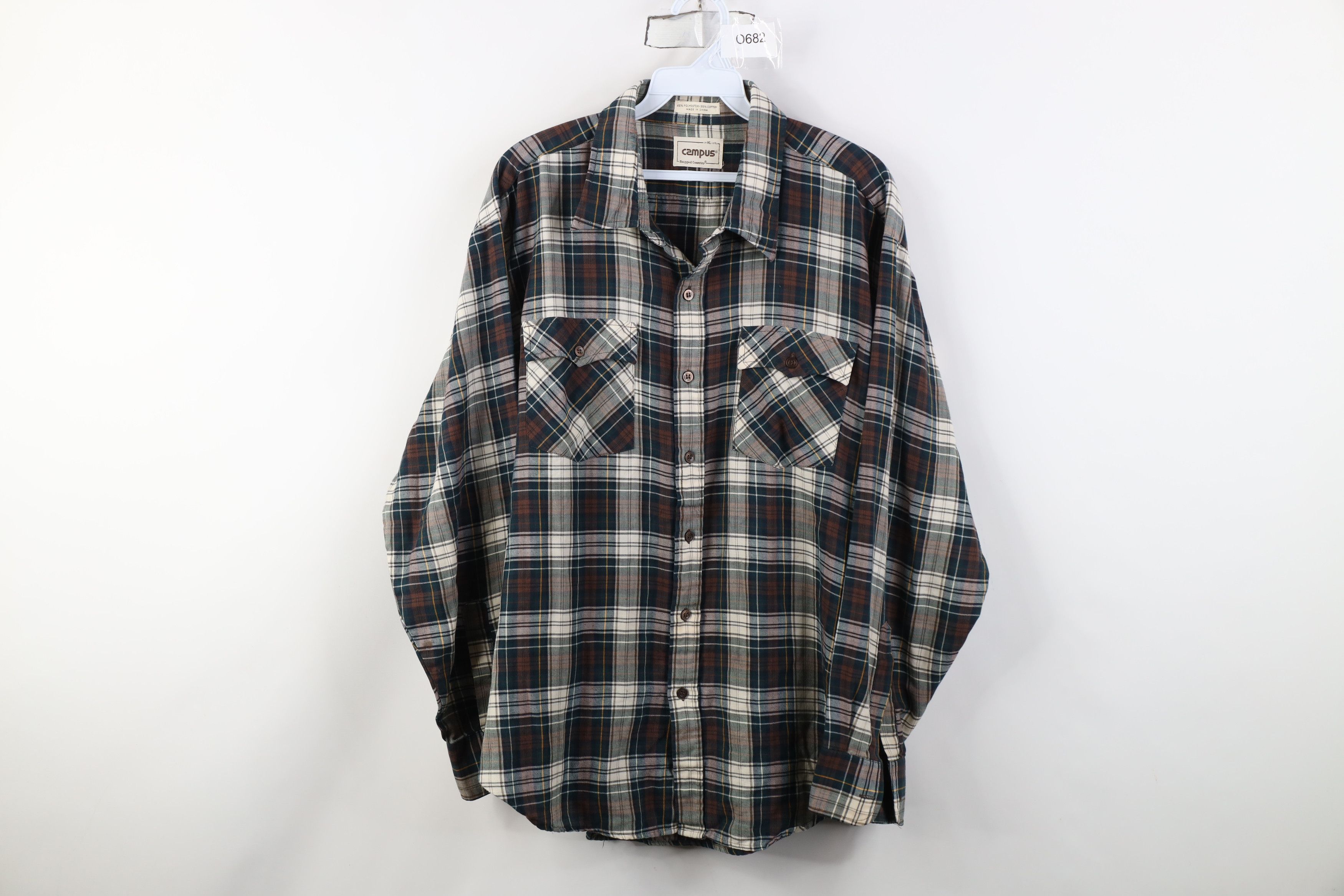 Vintage Vintage 70s Streetwear Flannel Collared Button Shirt Plaid Size US XL / EU 56 / 4 - 1 Thumbnail