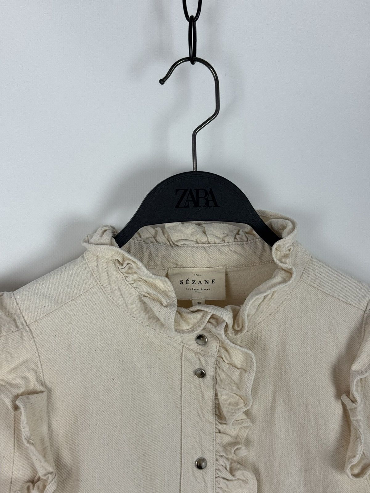 Sezane Sezane Eva Shirt Mottled Ecru Overshirt Size XS / US 0-2 / IT 36-38 - 6 Thumbnail