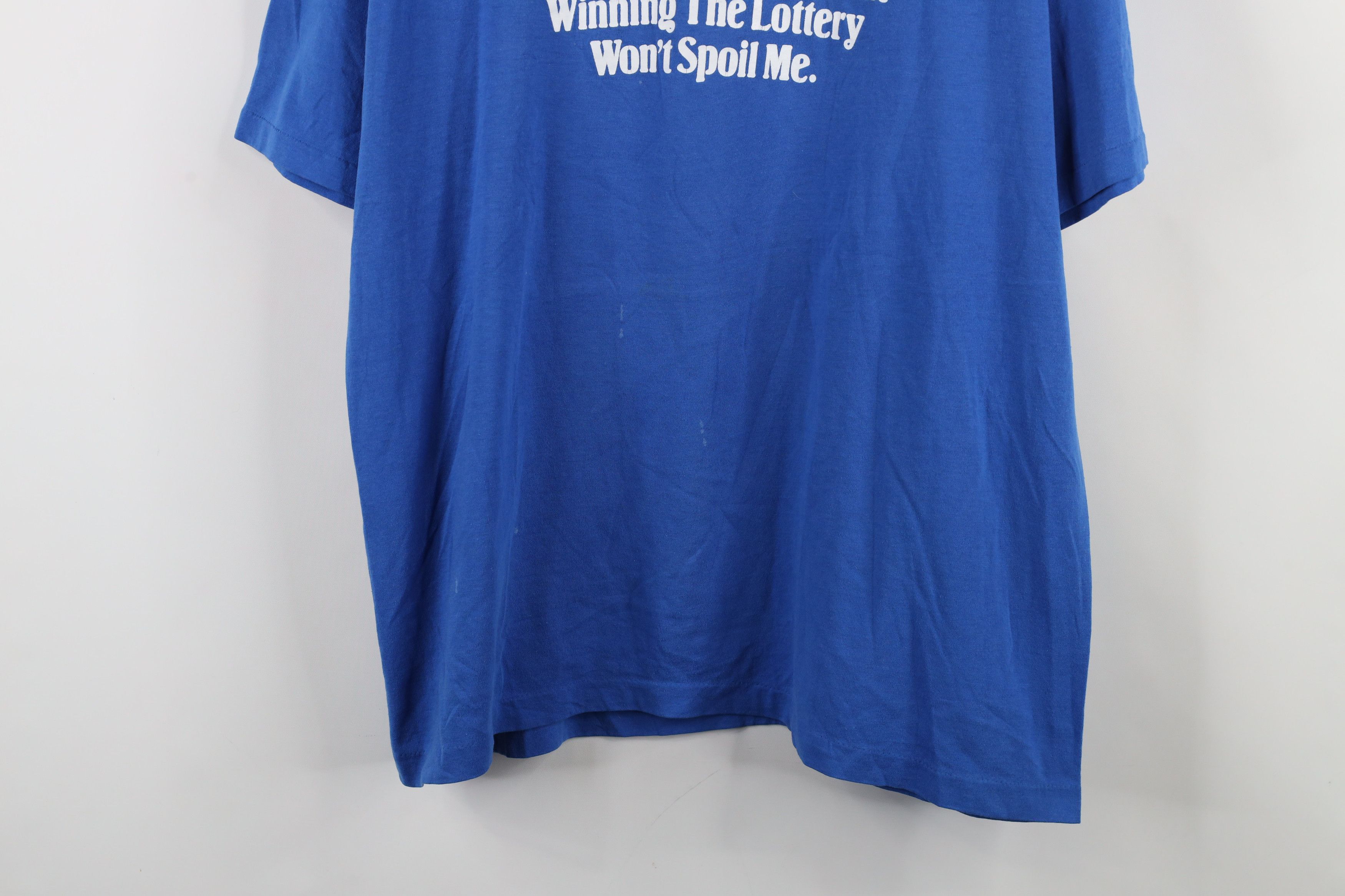 Vintage Vintage 90s Please Lord Let Me Win The Lottery T-Shirt Blue Size US L / EU 52-54 / 3 - 3 Thumbnail
