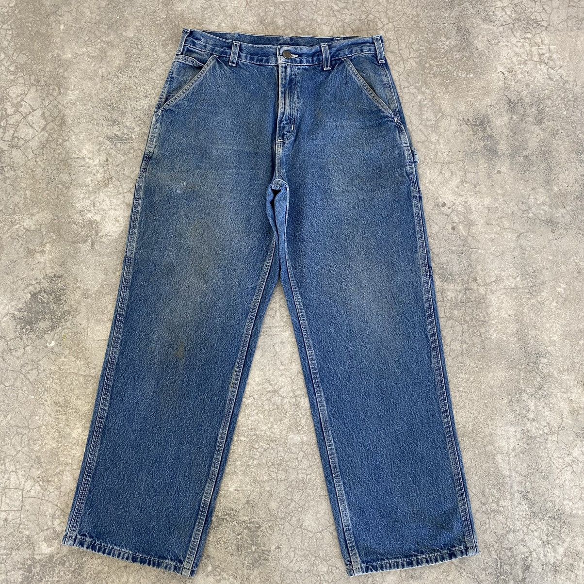 Carhartt × Vintage VTG Carhartt Medium Washed Blue Carpenter Denim Jeans Size US 32 / EU 48 - 3 Thumbnail