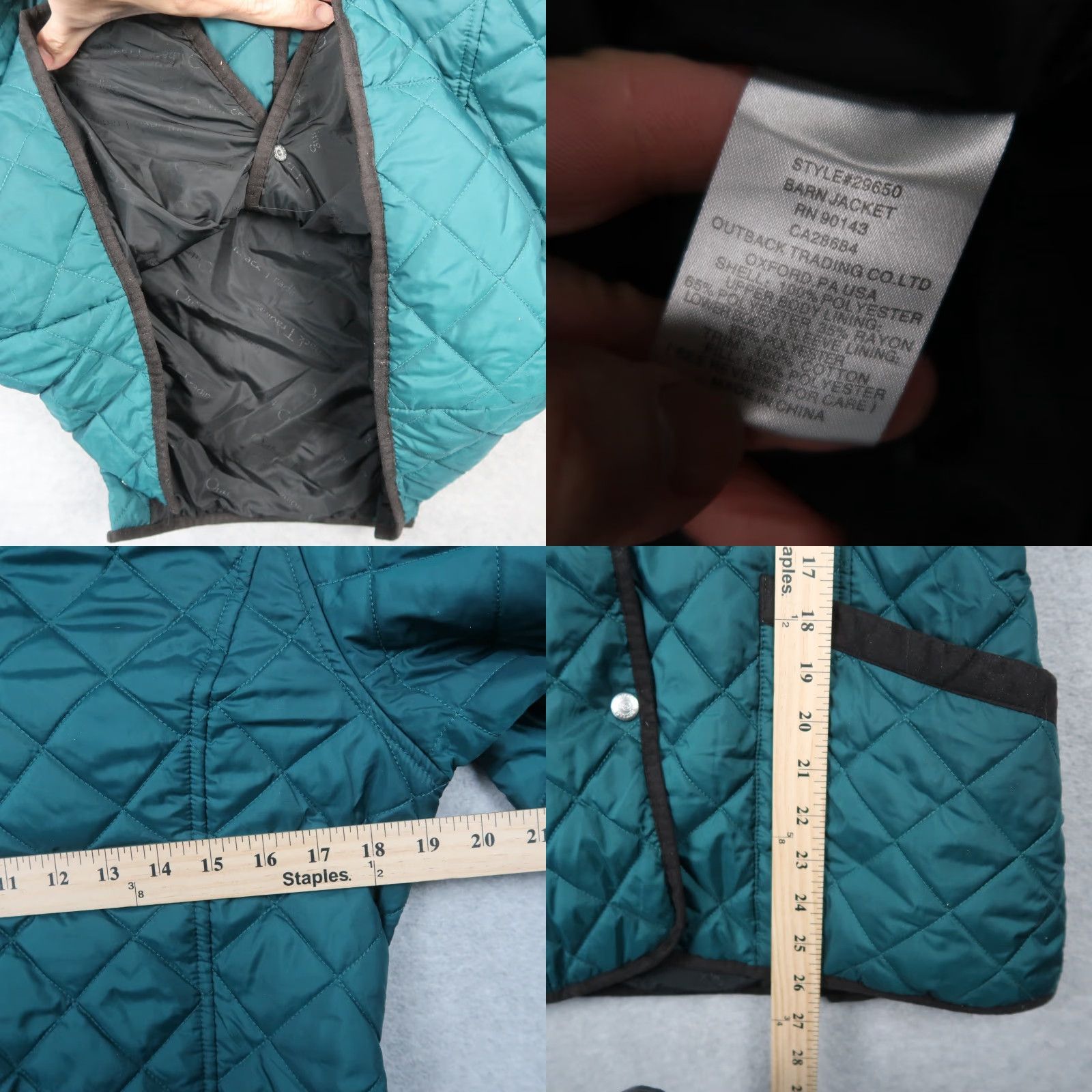 Altea Outback Trading Women’s Barn Coat Puffer Jacket Teal M Medium Preppy Quilted Corduroy Casual Coat Womens Size M / US 6-8 / IT 42-44 - 8 Thumbnail