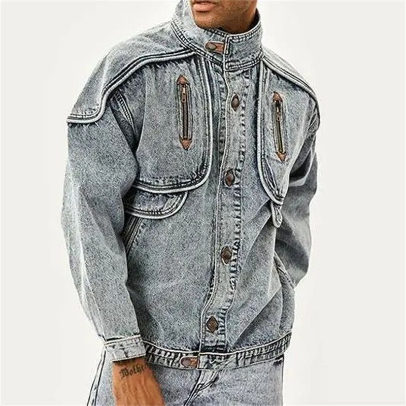 Vintage Denim Jacket Outwear Washed Patchwork Size US XL / EU 56 / 4 - 1 Thumbnail