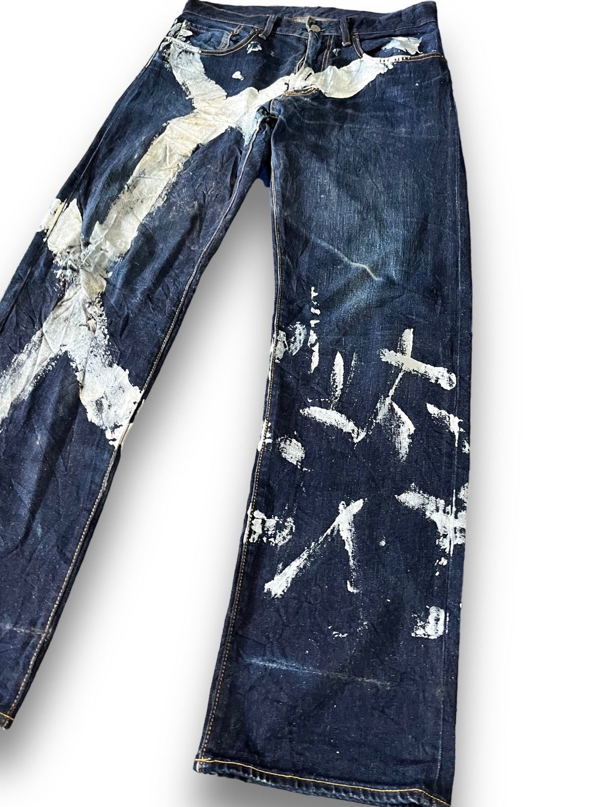GU × Maison MIHARA YASUHIRO Vintage GU Splatter Denim Size US 33 - 3 Thumbnail